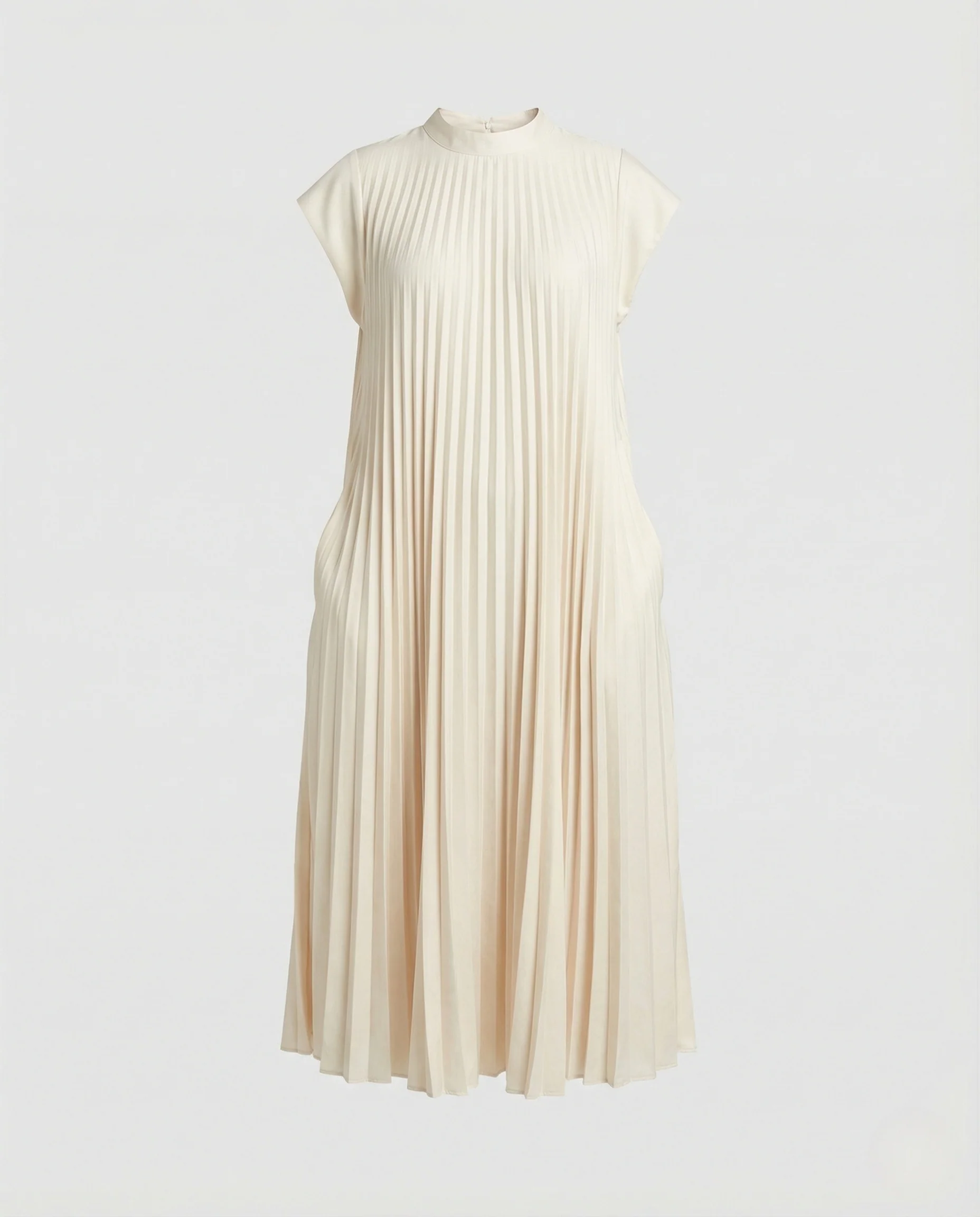 Damen Plissiertes A-Linien Maxikleid mit Taschen - Image 5