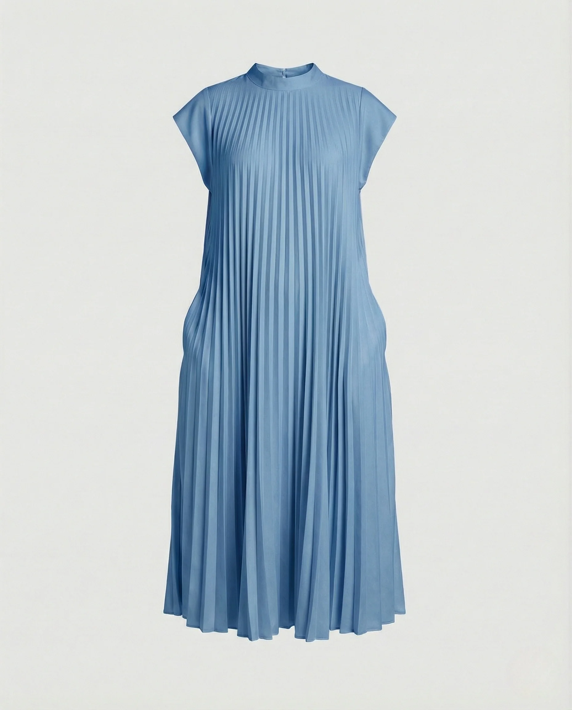 Damen Plissiertes A-Linien Maxikleid mit Taschen - Image 6