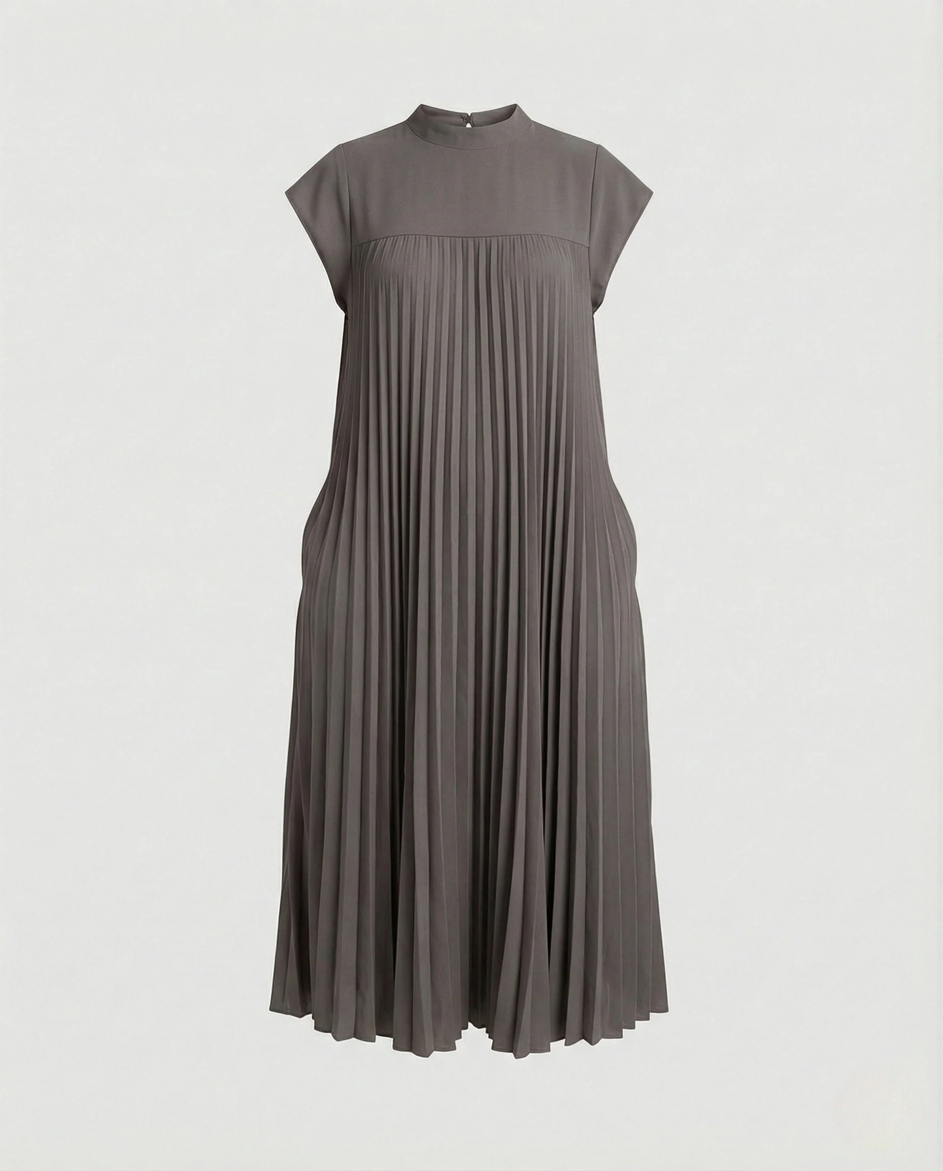 Damen Plissiertes A-Linien Maxikleid mit Taschen - Image 7