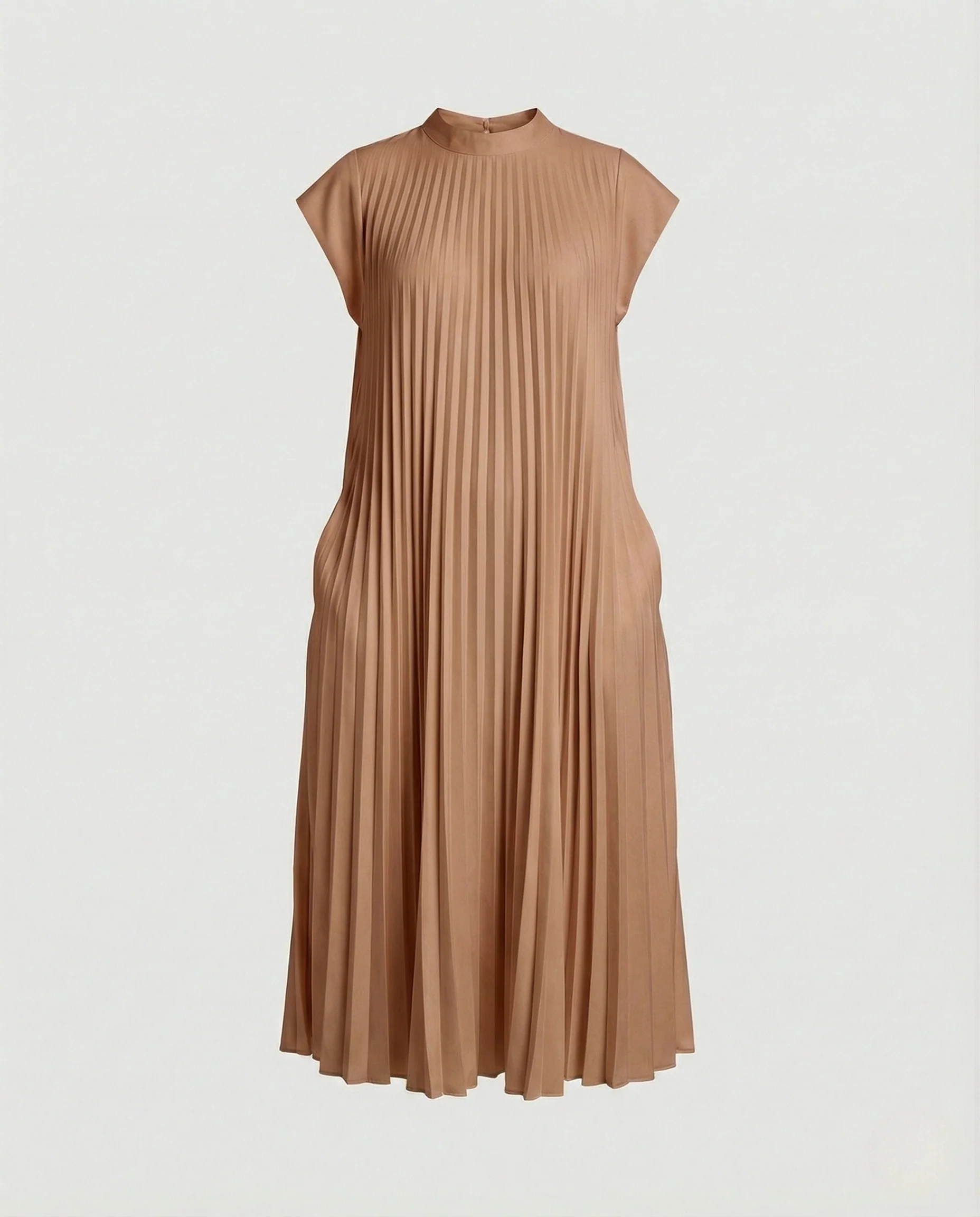 Damen Plissiertes A-Linien Maxikleid mit Taschen - Image 9