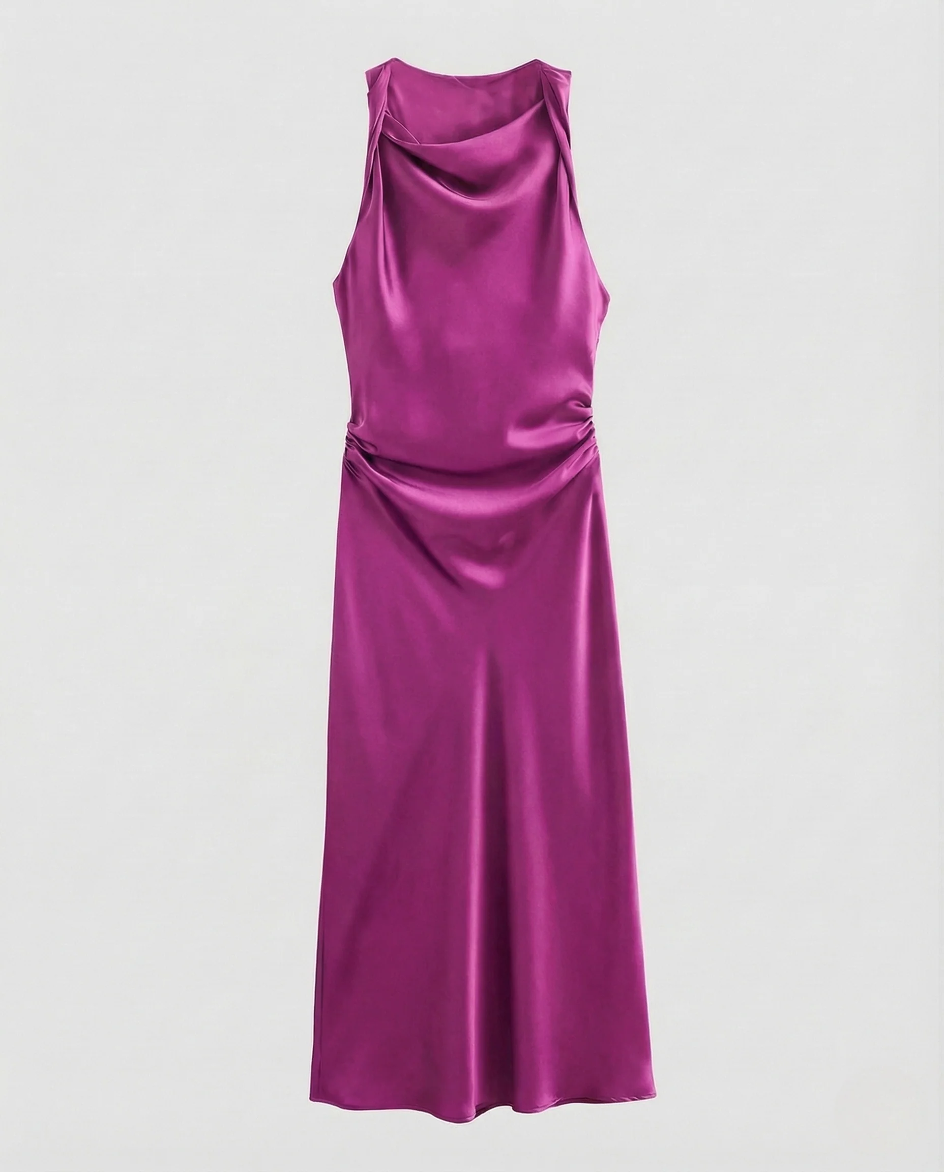 Damen Satin Maxikleid Wasserfall Ausschnitt - Image 10