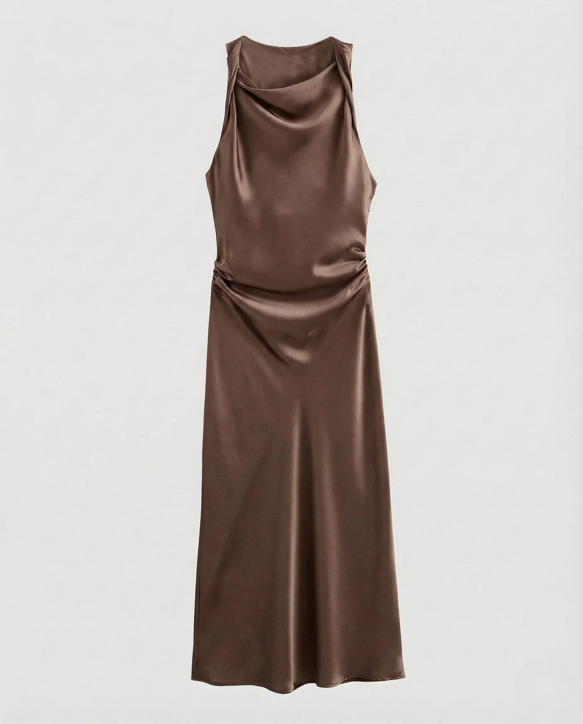 Damen Satin Maxikleid Wasserfall Ausschnitt - Image 11