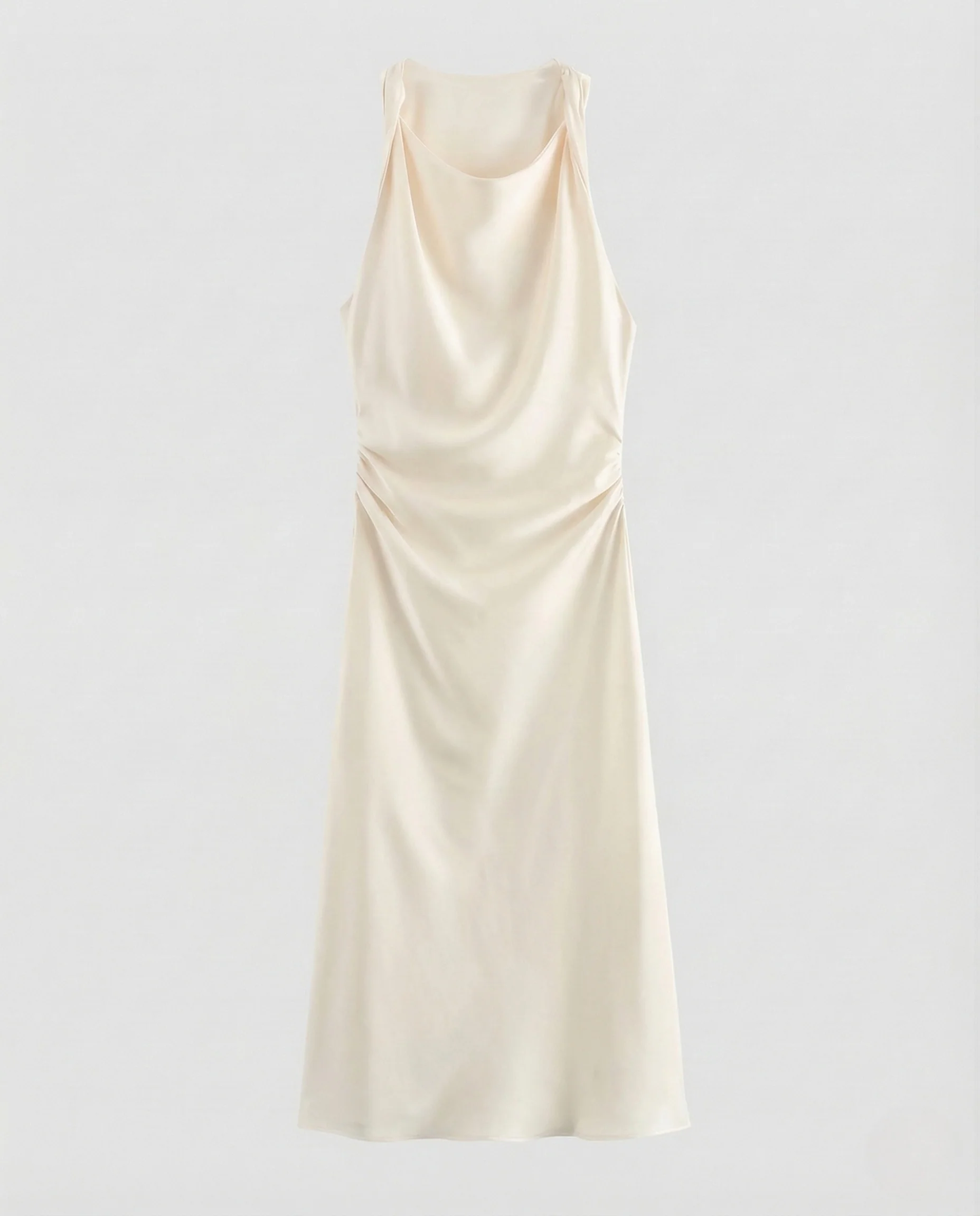 Damen Satin Maxikleid Wasserfall Ausschnitt - Image 8