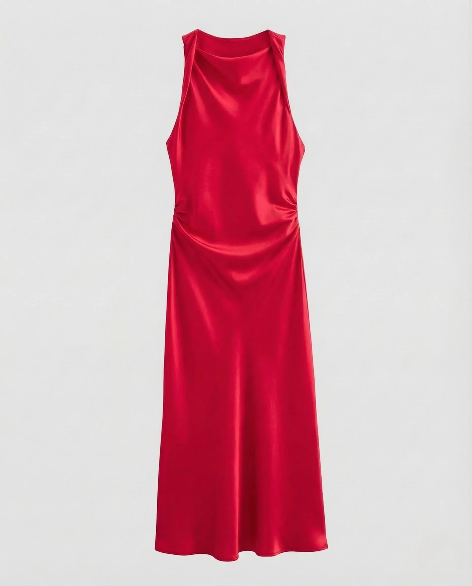 Damen Satin Maxikleid Wasserfall Ausschnitt - Image 9