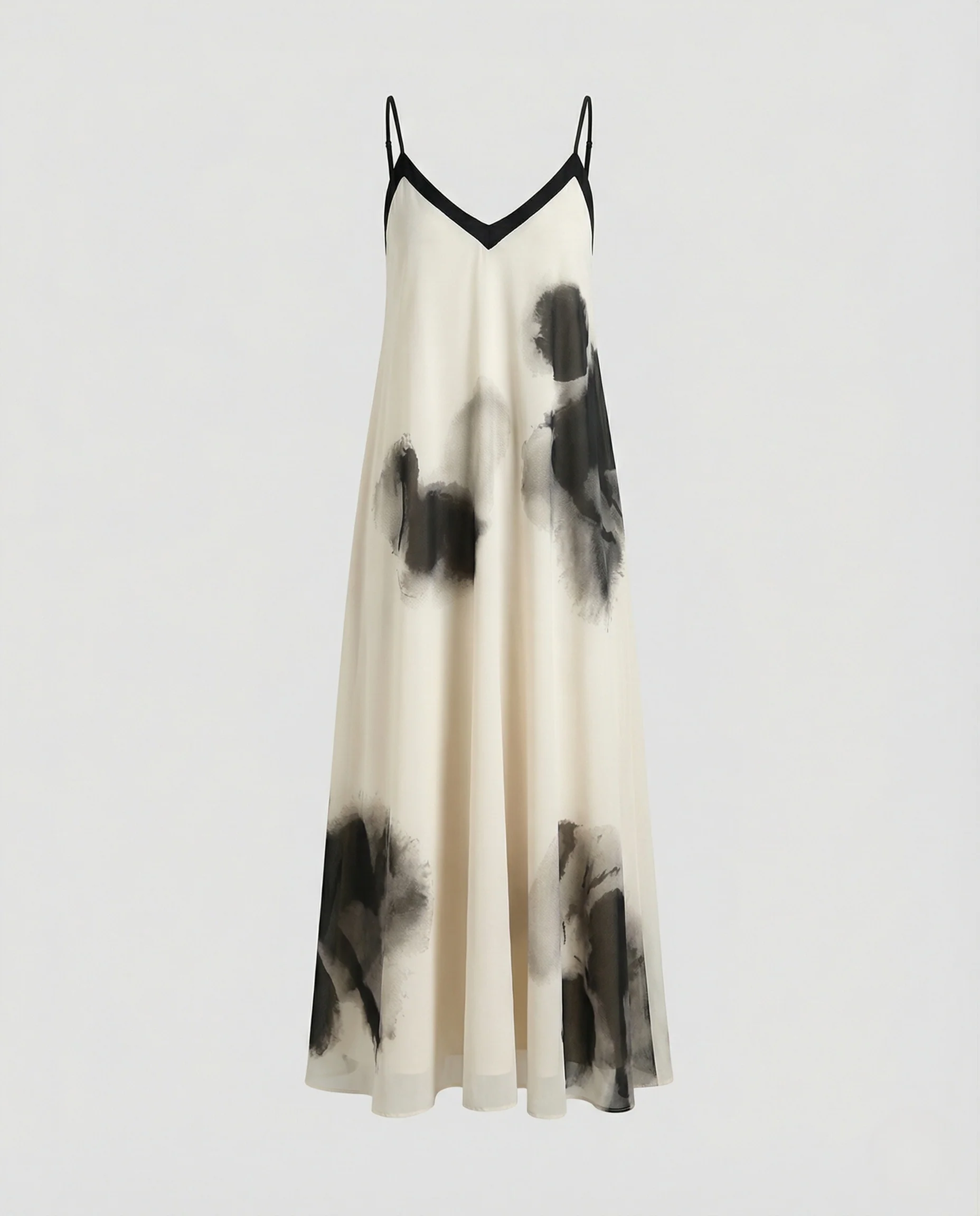 Damen Slipkleid mit V-Rücken und Aquarellprint - Image 5