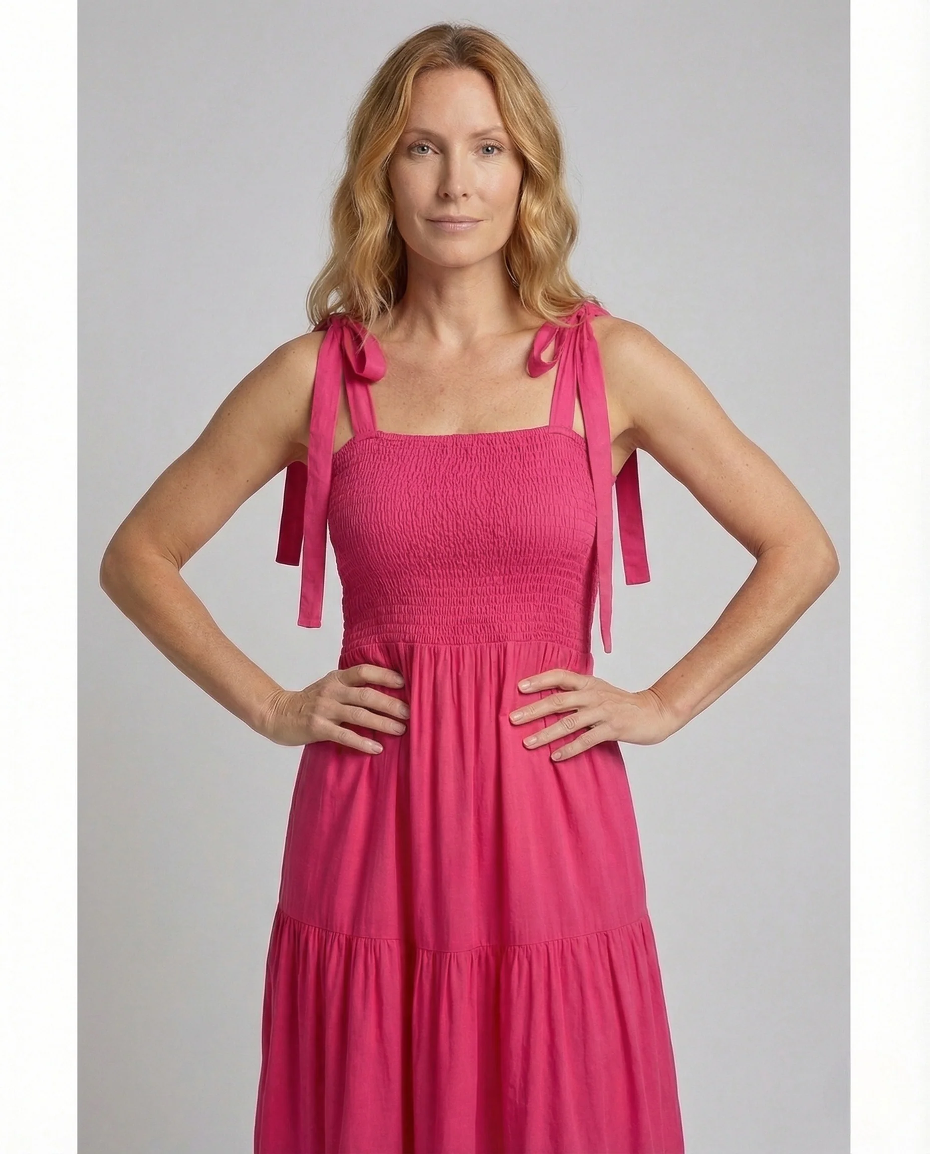 Damen Smok Stufenkleid mit Trägern - Image 2