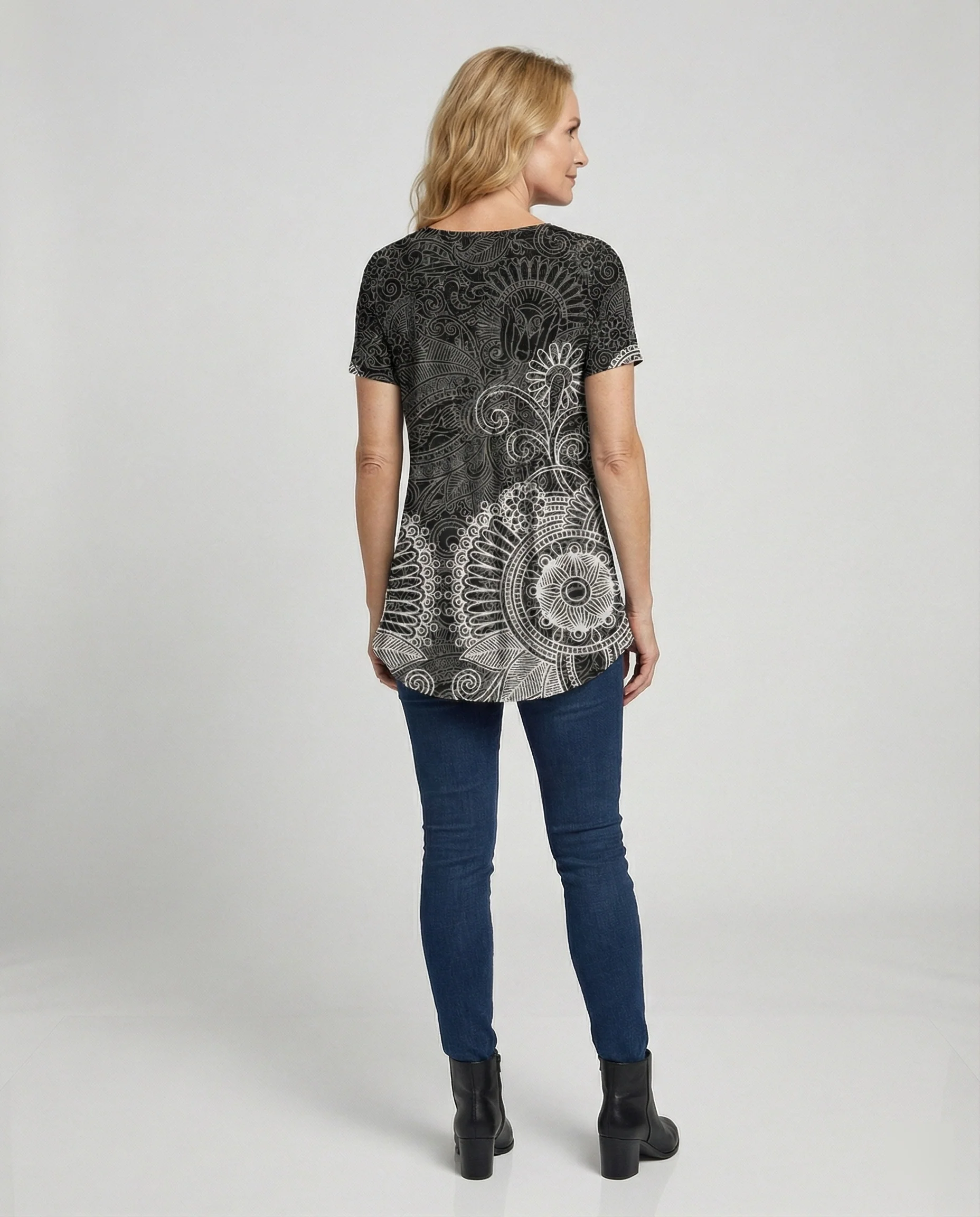 Damen Tunika Damen U-Ausschnitt Print - Image 15