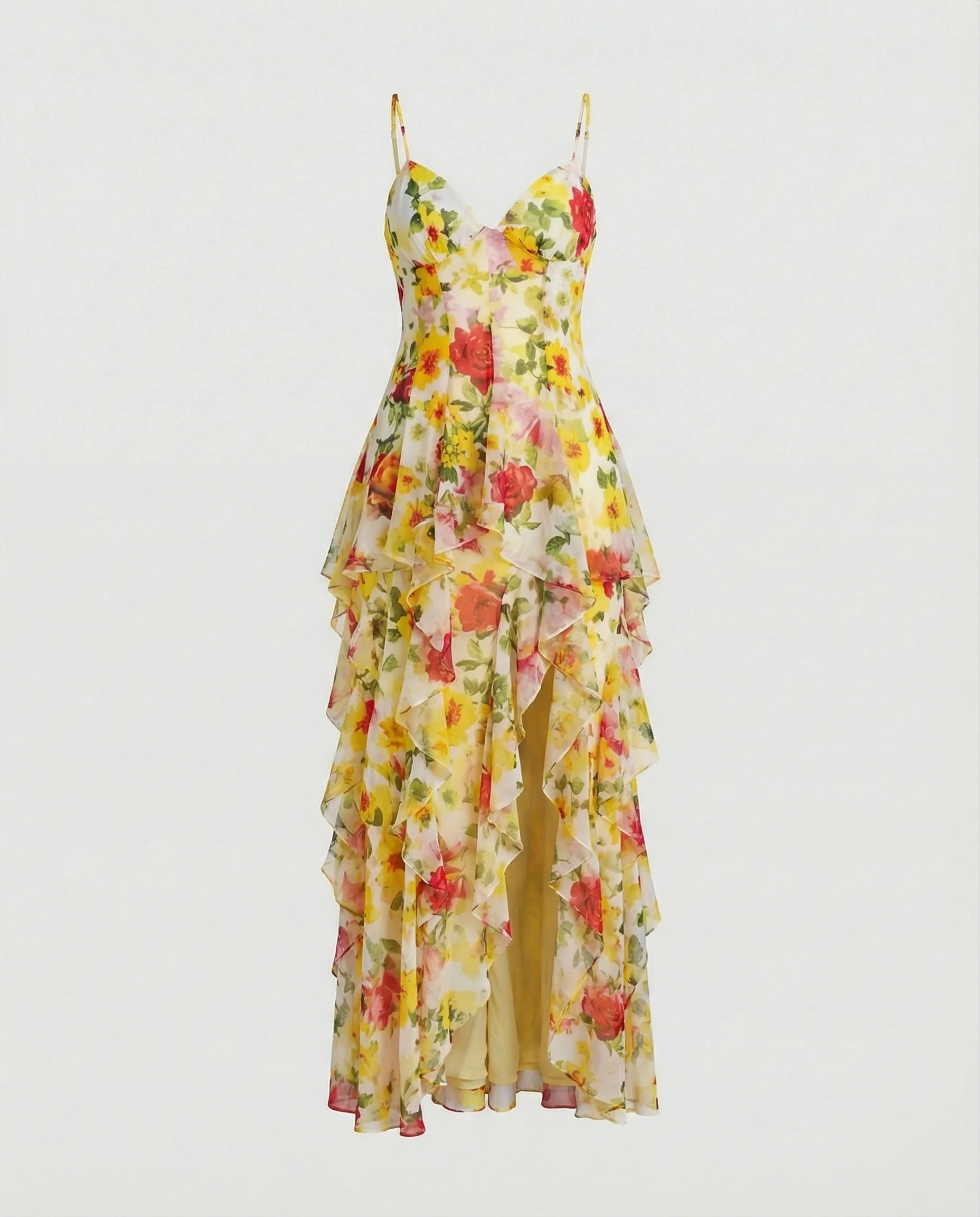 Damen Blumenkleid Maxikleid Chiffon - Image 3