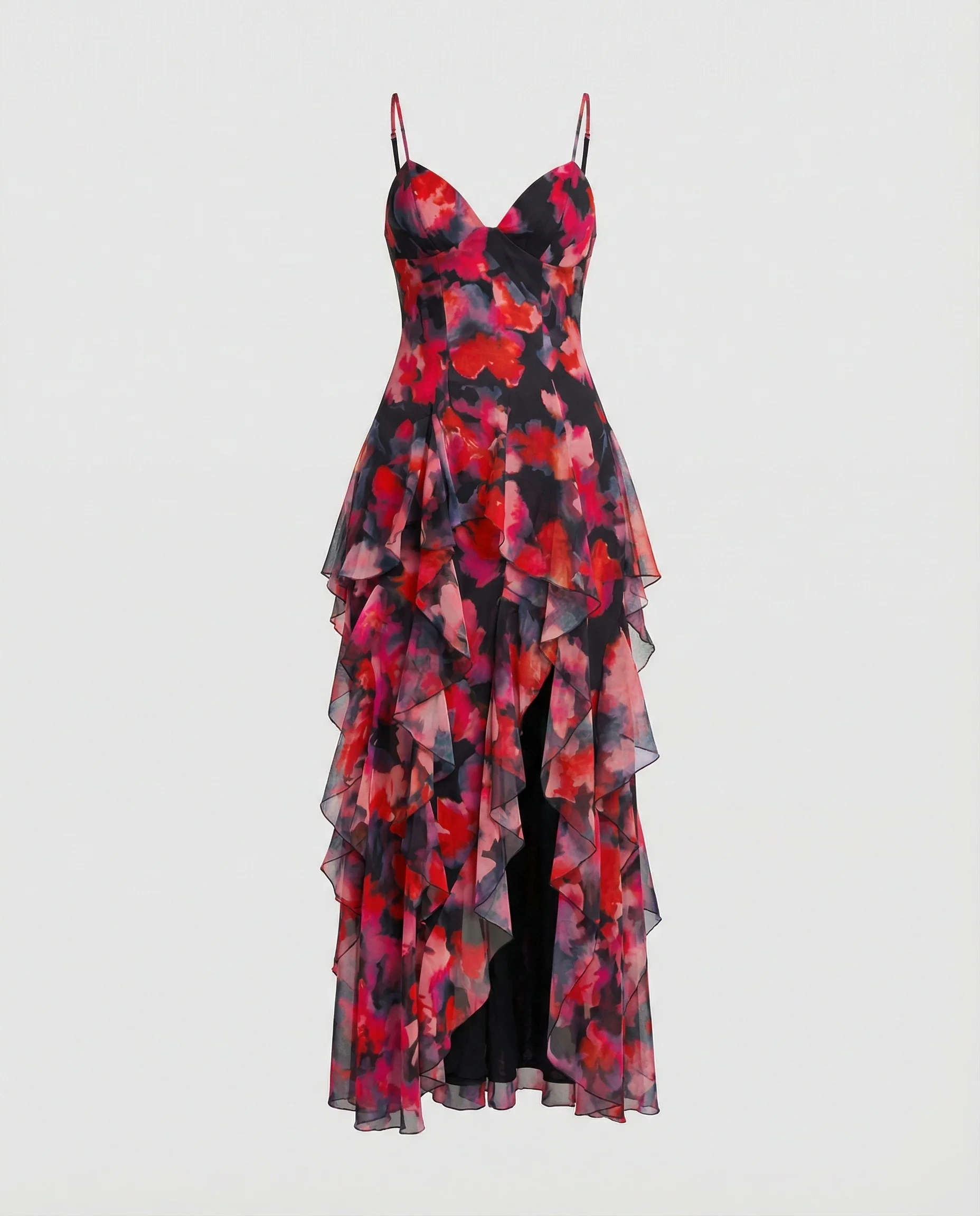 Damen Blumenkleid Maxikleid Chiffon - Image 4