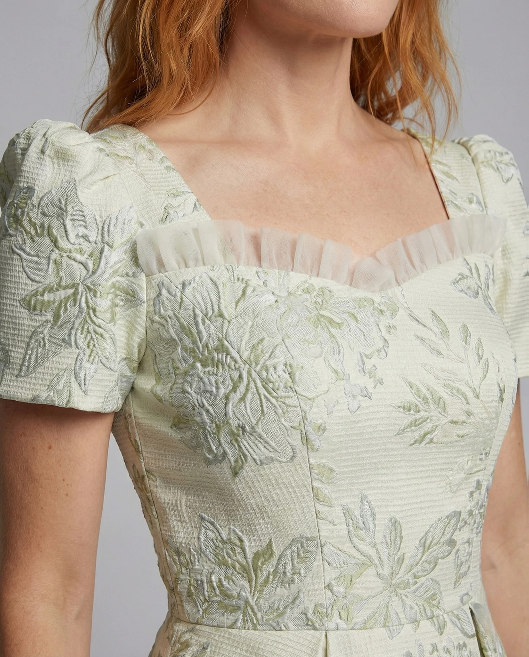 Damen Florales Jacquard Ballkleid - Image 3