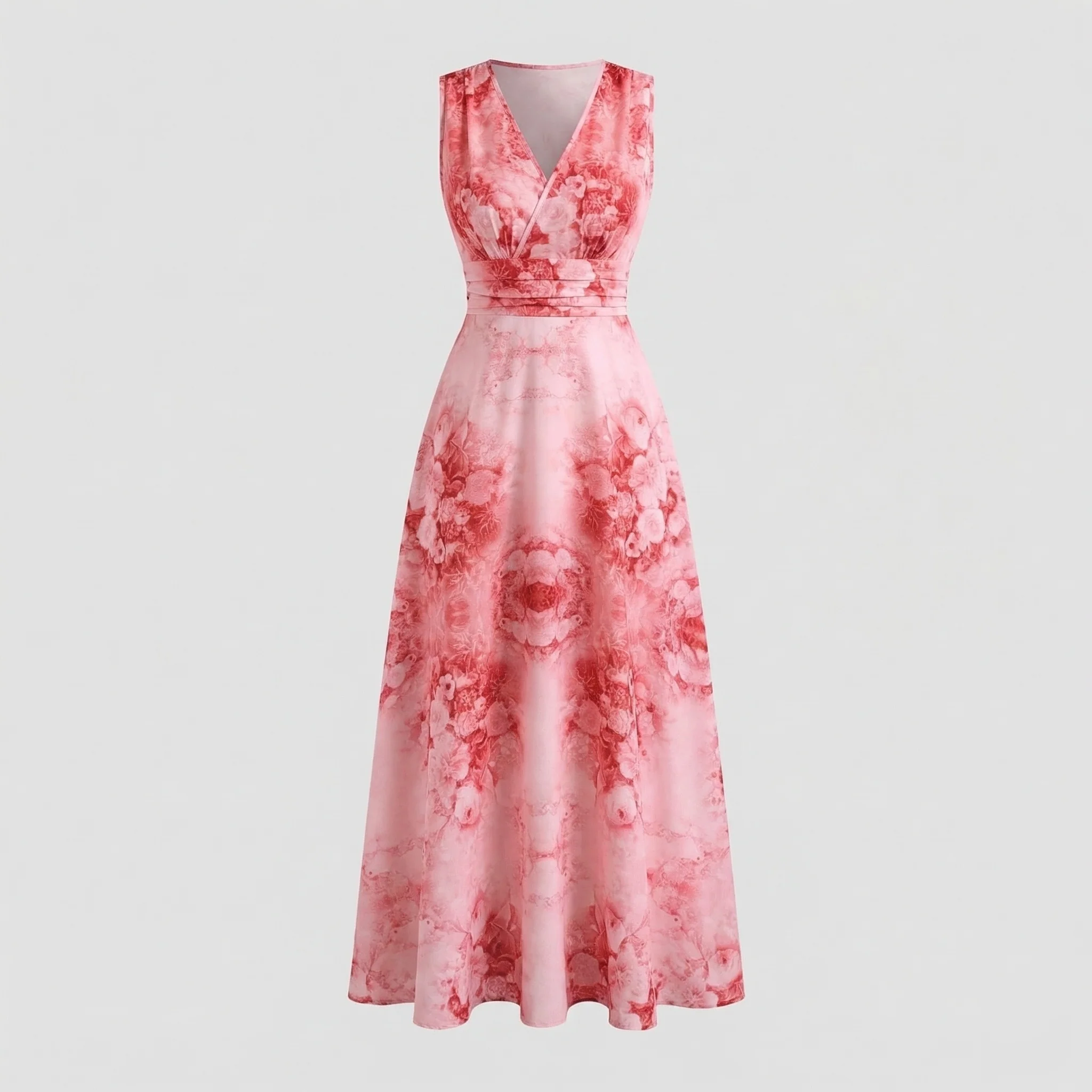 Damen Maxikleid Floral Wickel Detail A Linie - Image 5