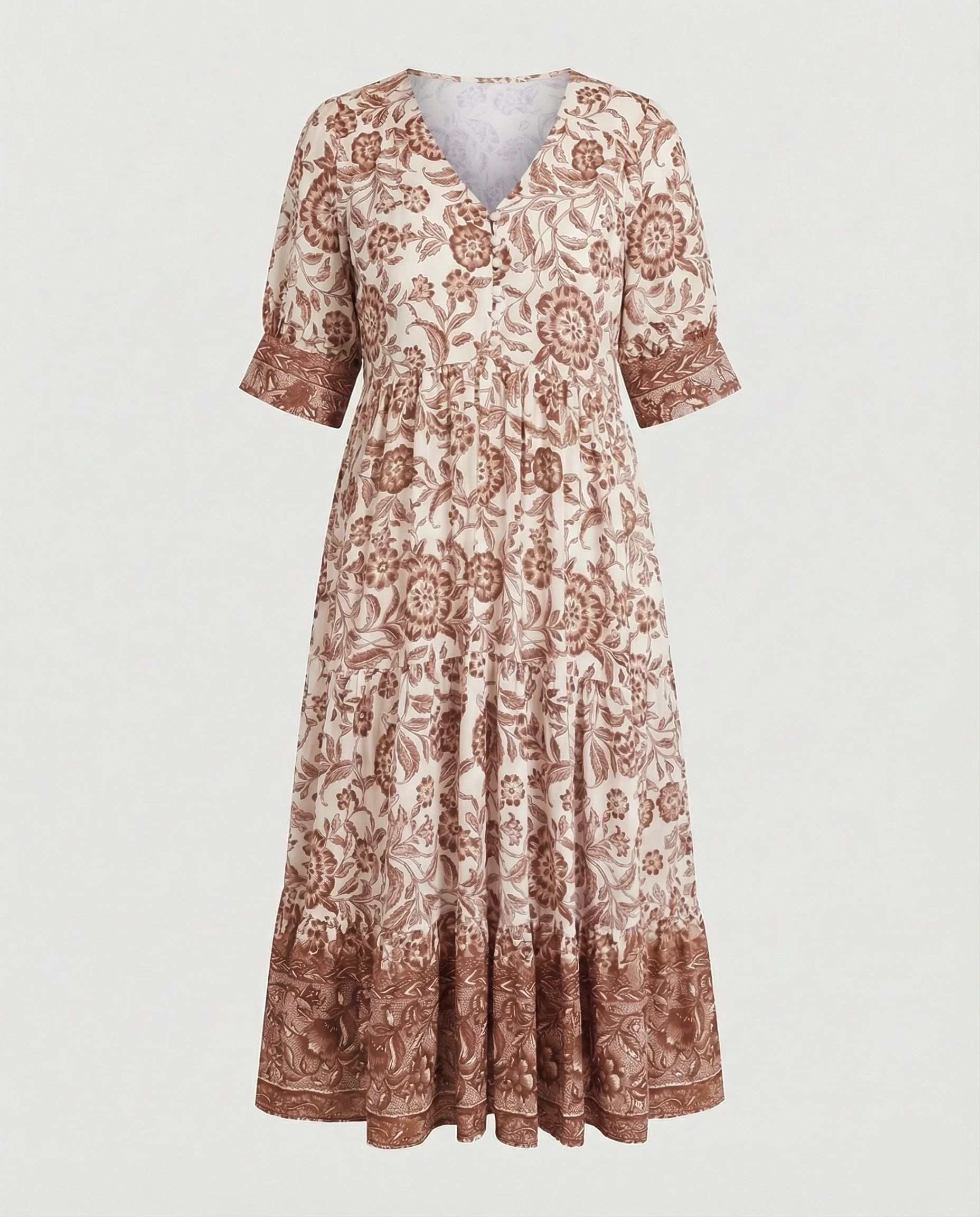 Damen Blumenkleid Midi Boho