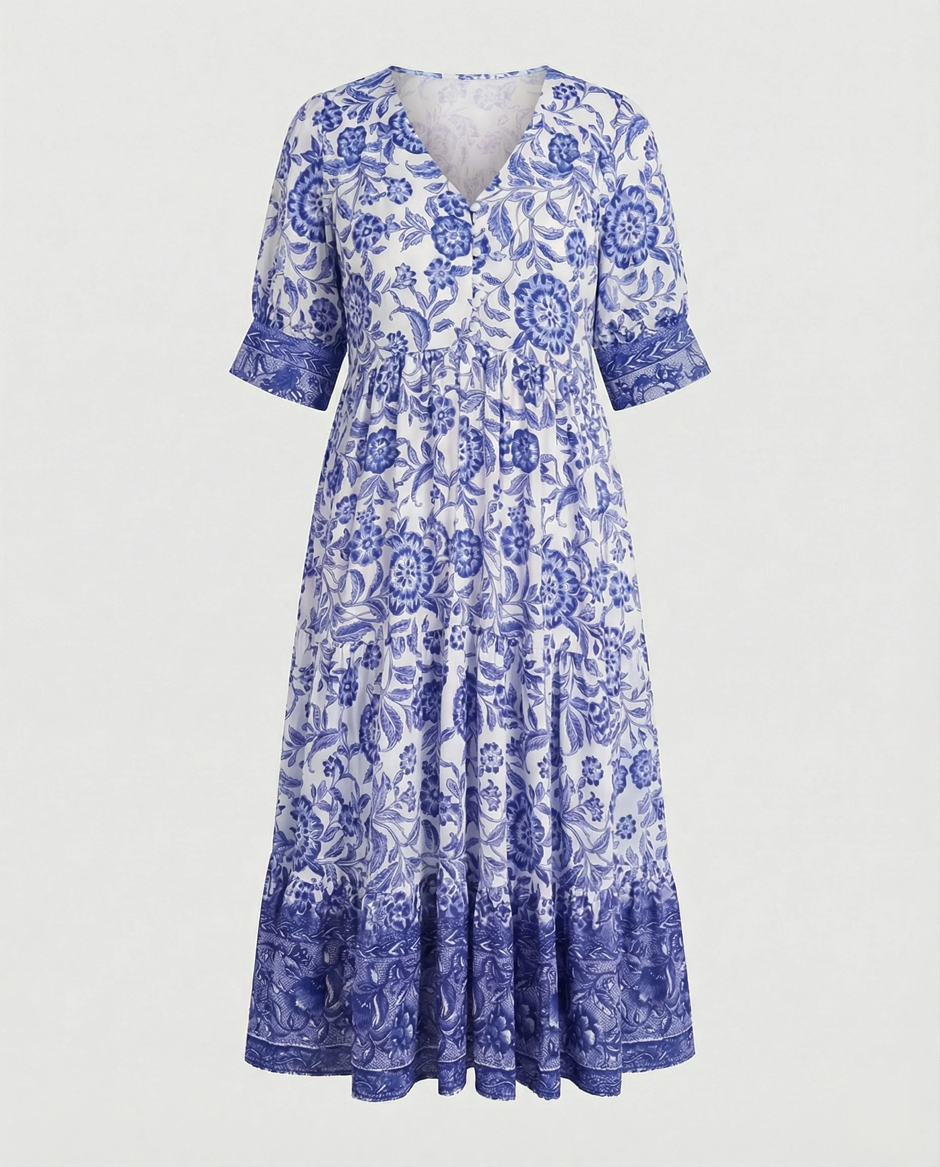 Damen Blumenkleid Midi Boho - Image 3