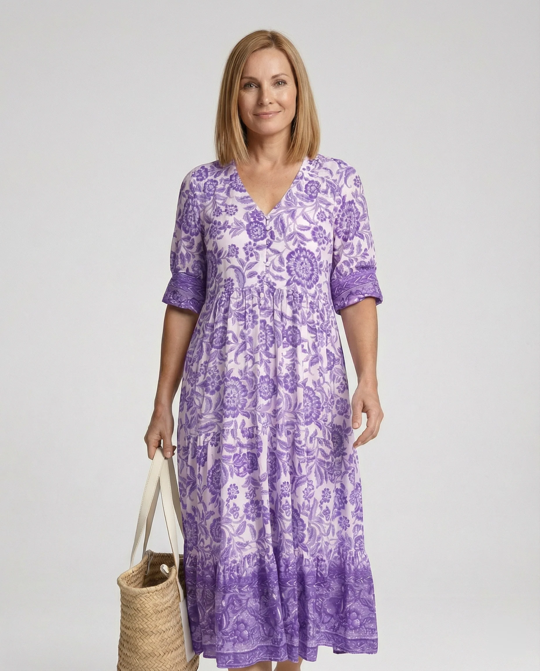 Damen Blumenkleid Midi Boho - Image 9