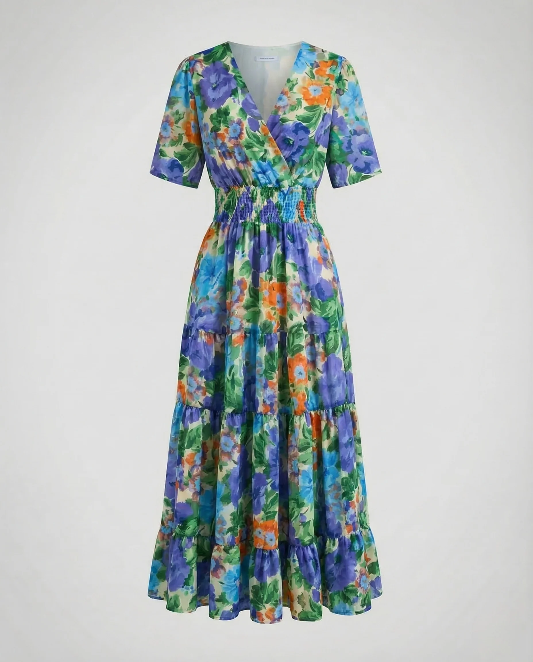 Damen Midikleid Blumen V Ausschnitt - Image 11