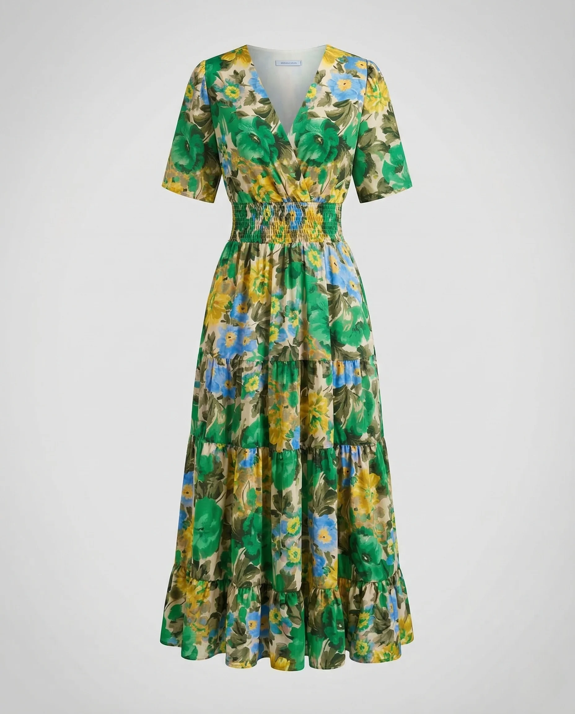 Damen Midikleid Blumen V Ausschnitt - Image 5