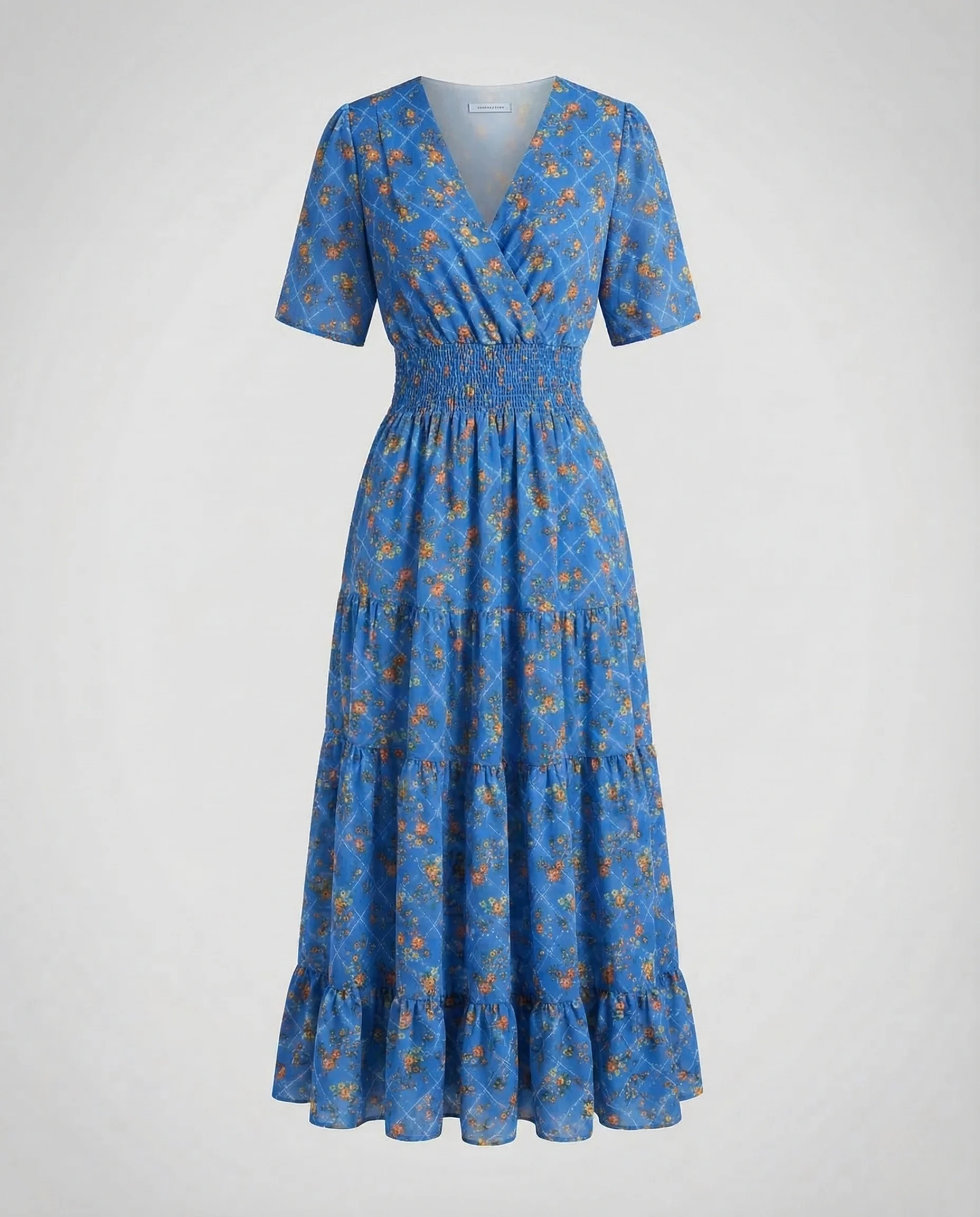 Damen Midikleid Blumen V Ausschnitt - Image 6