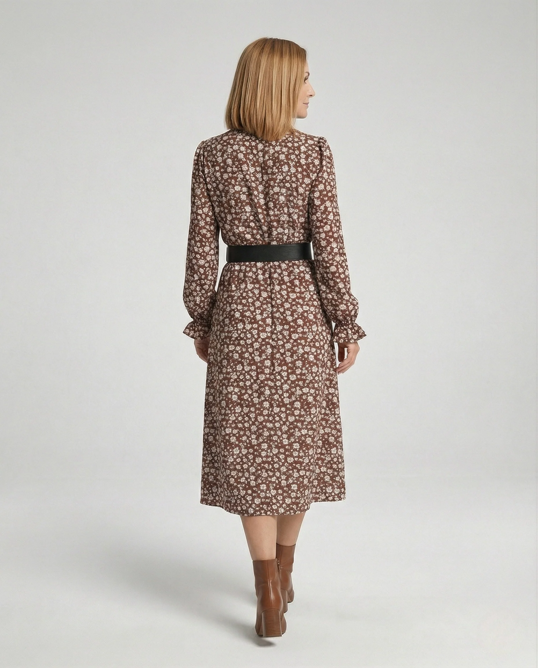 Damen Blumenkleid Midikleid Schlitz - Image 3