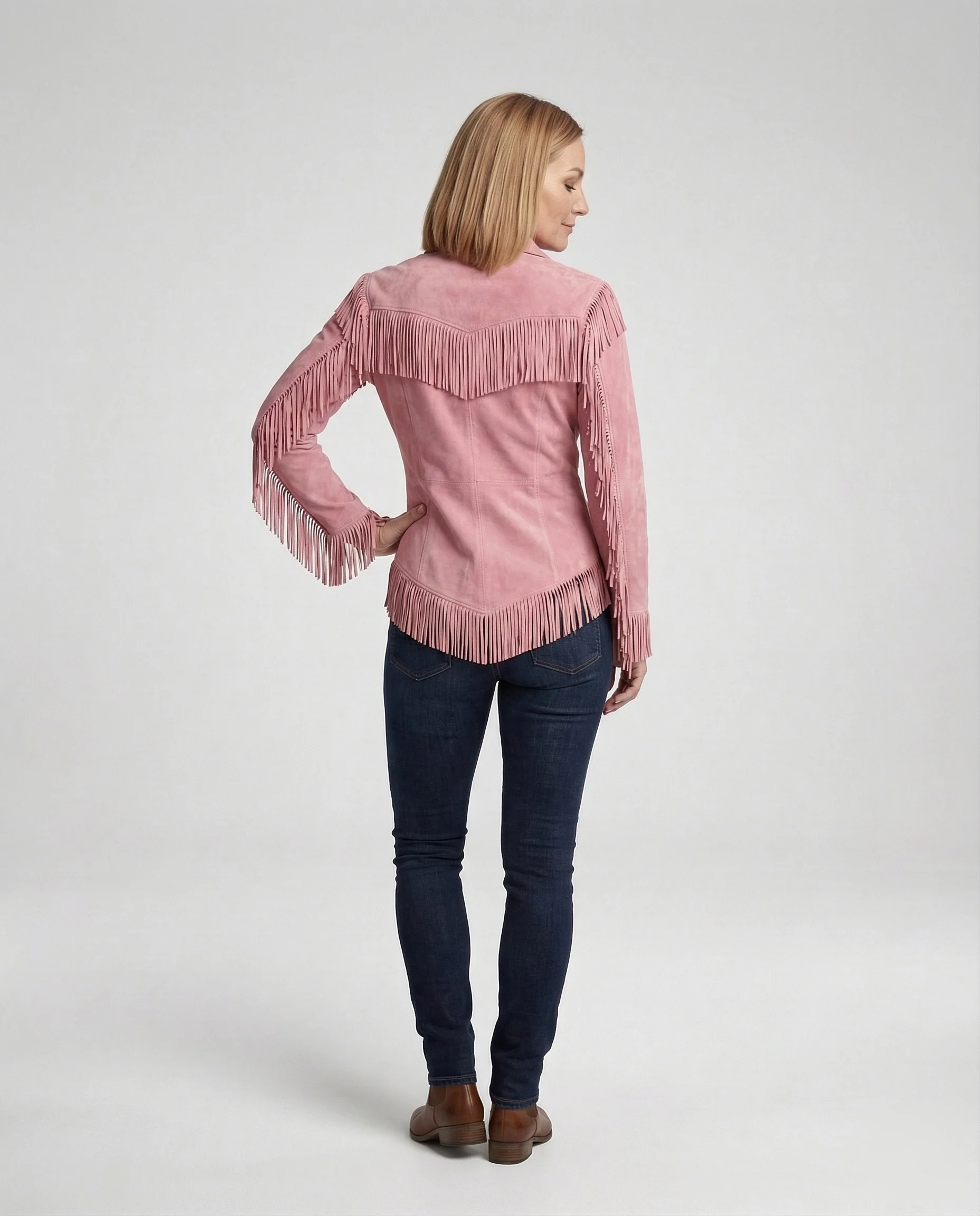 Damen Fransenbluse im Westernstil in Wildlederoptik - Image 4