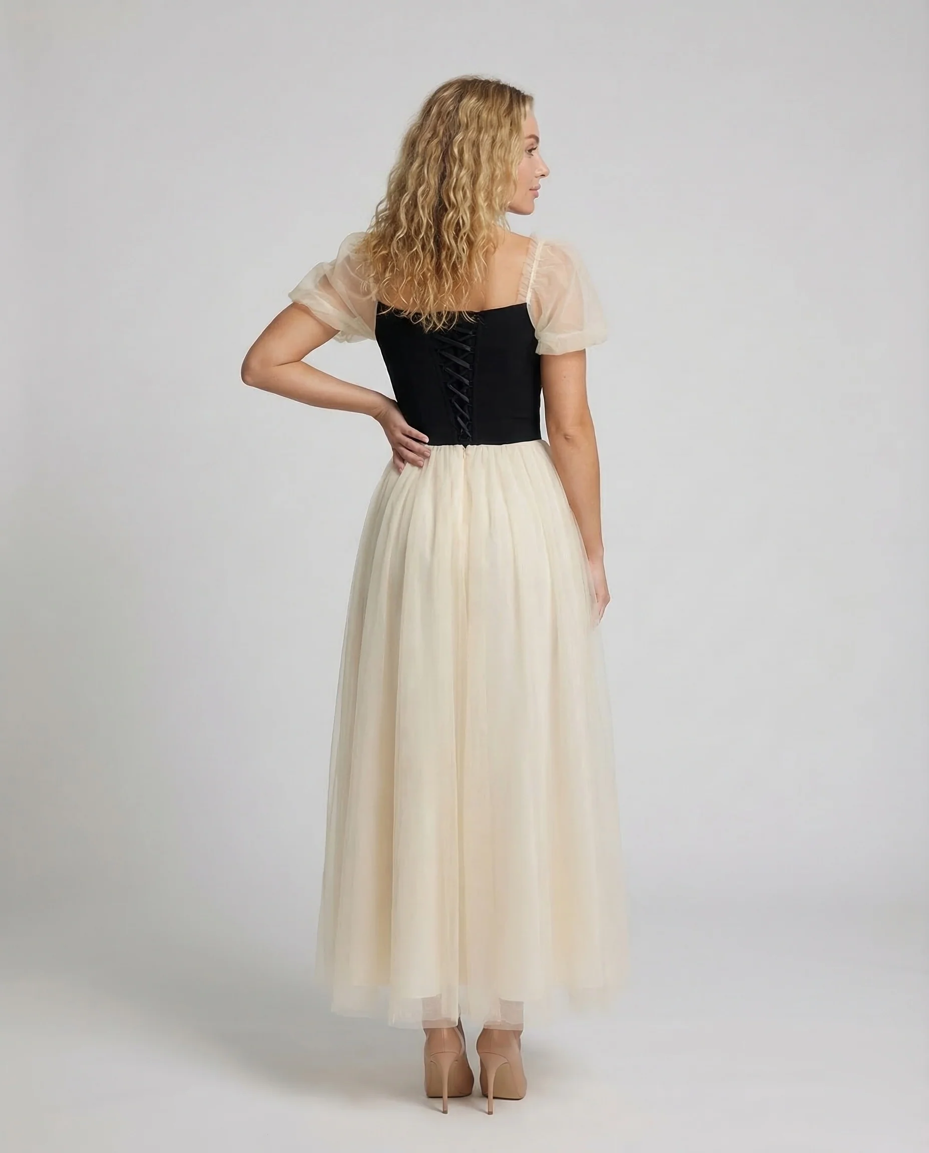 Damen Gala Maxikleid mit Tüllrock - Image 4