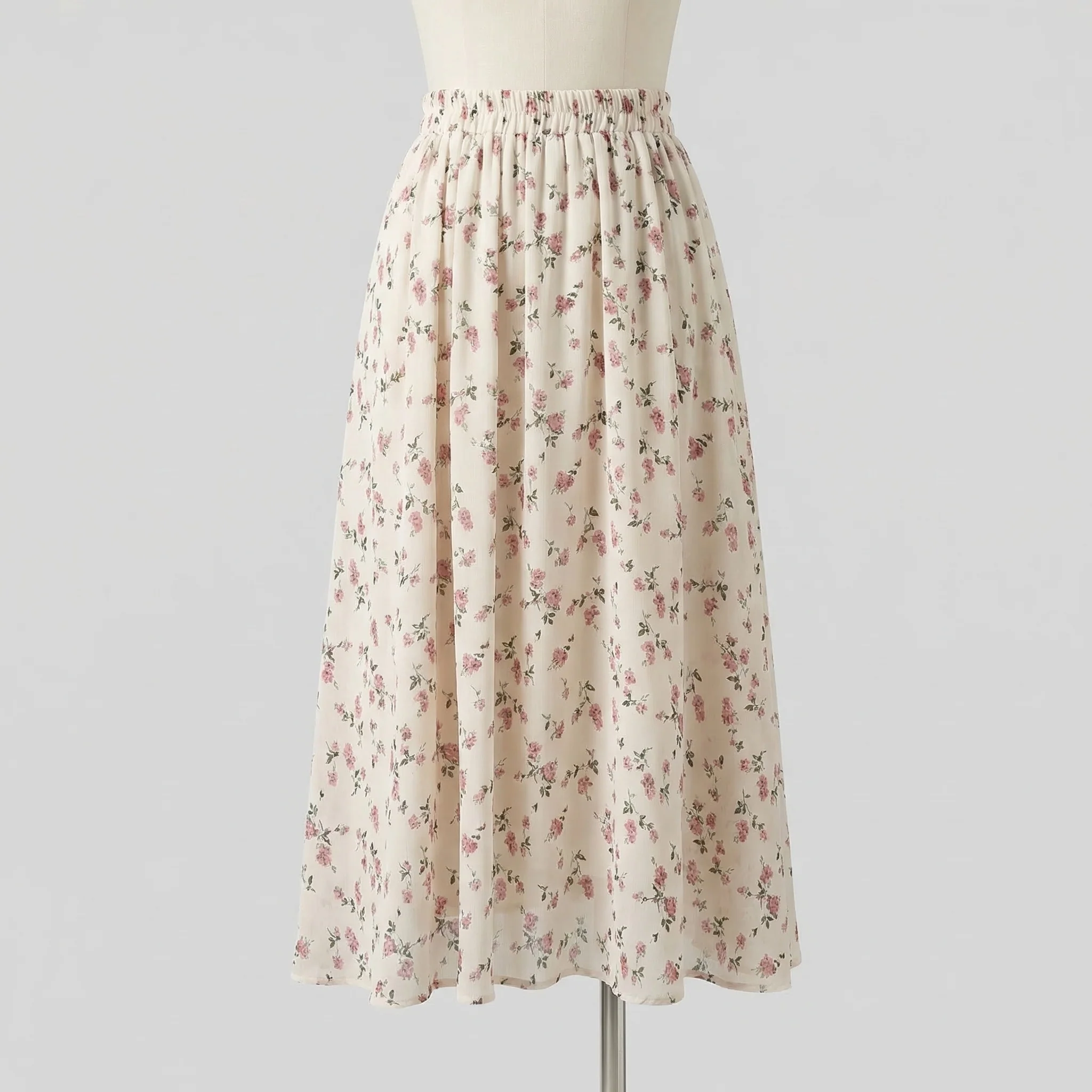 Damen Midirock Blumen Chiffon - Image 5