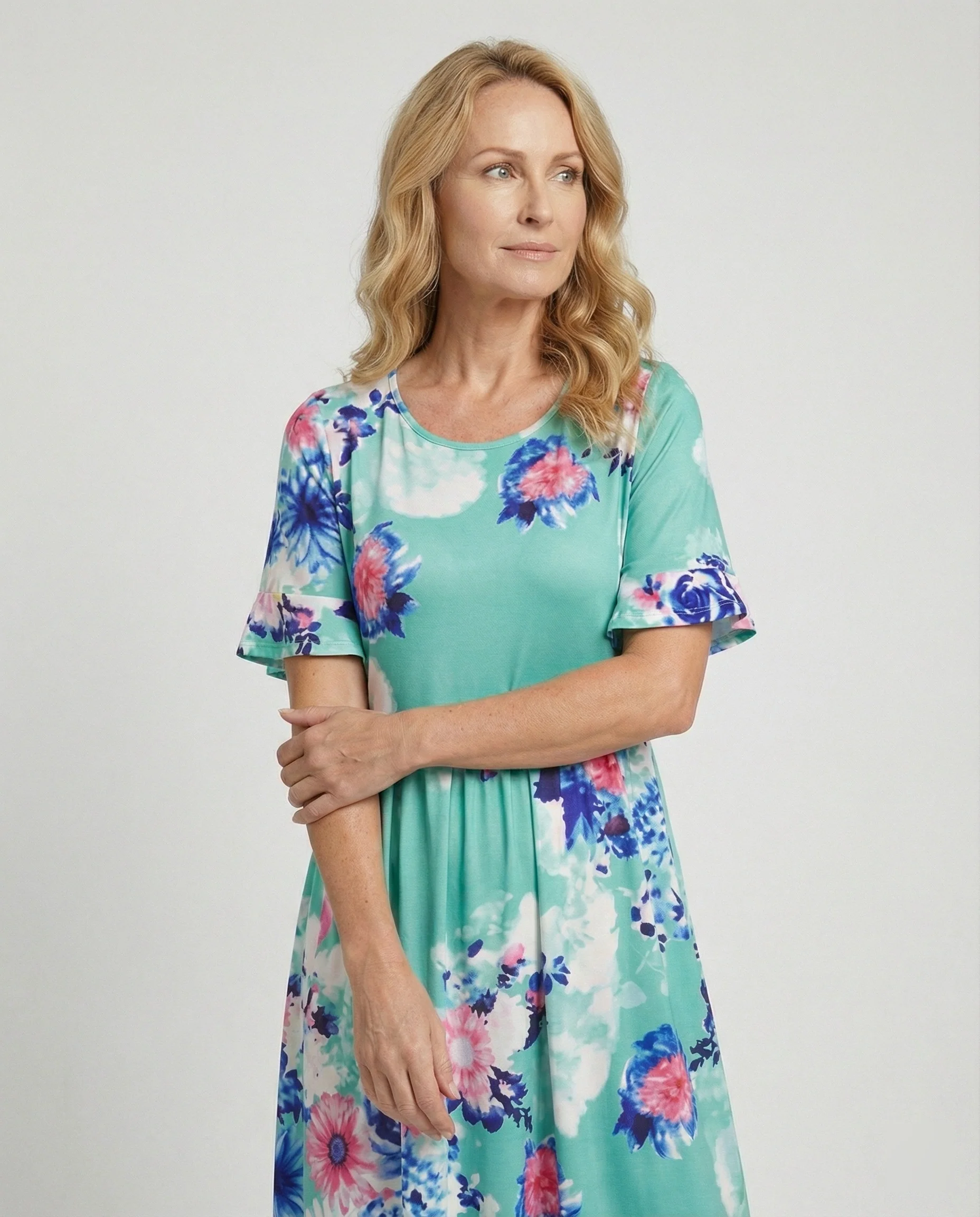 Damen Midikleid floral schwingend - Image 2