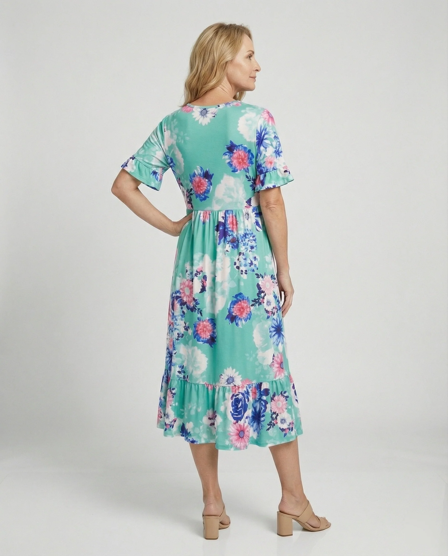 Damen Midikleid floral schwingend - Image 3
