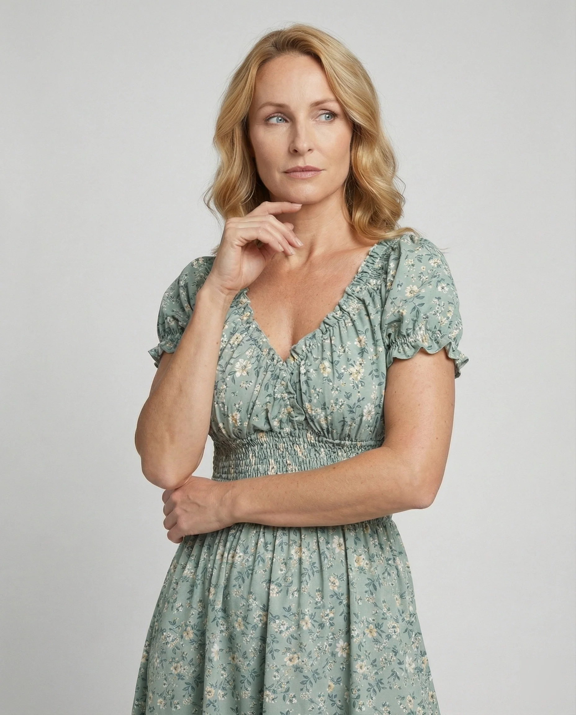 Damen Blumenkleid Sommer knielang