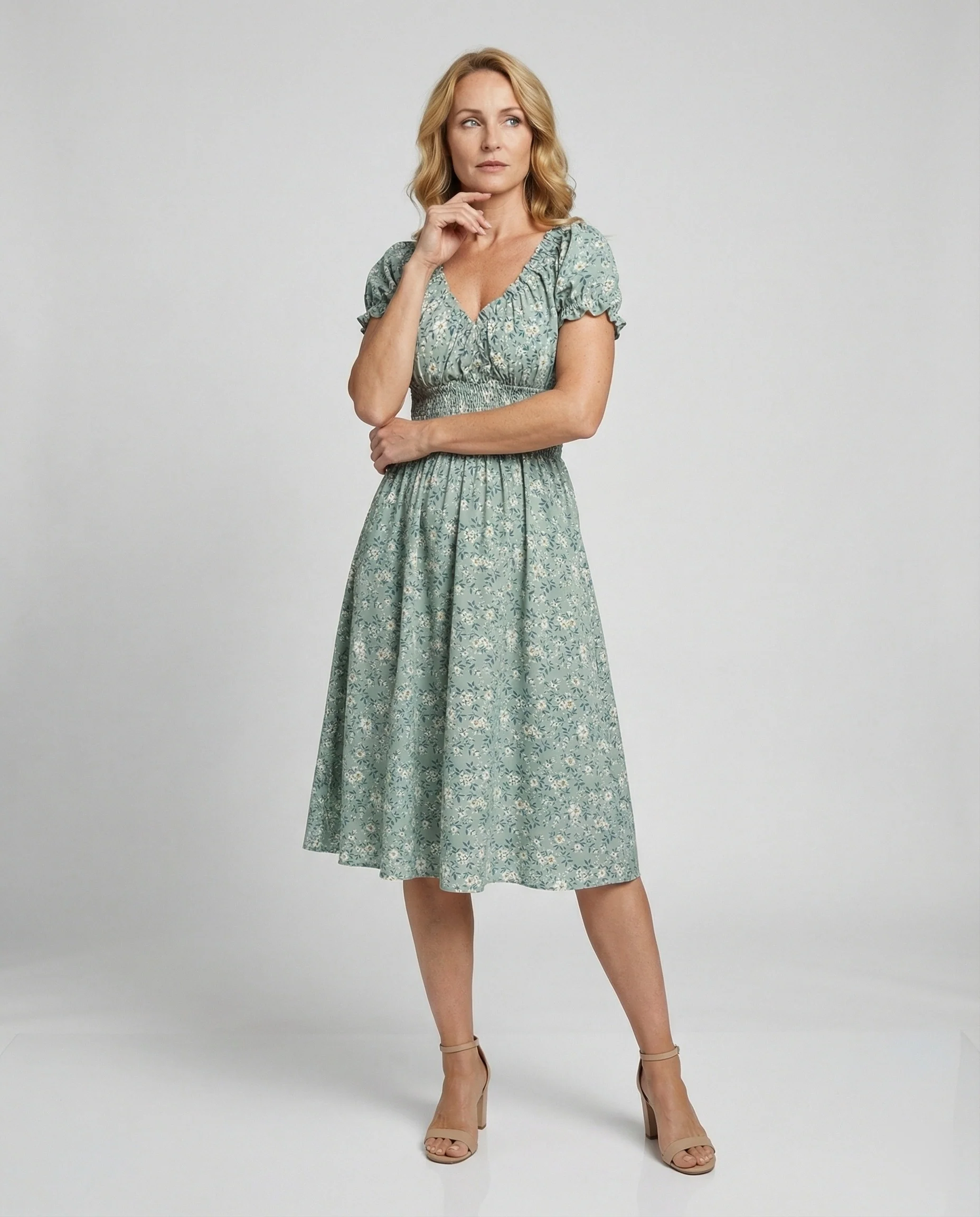 Damen Blumenkleid Sommer knielang - Image 2