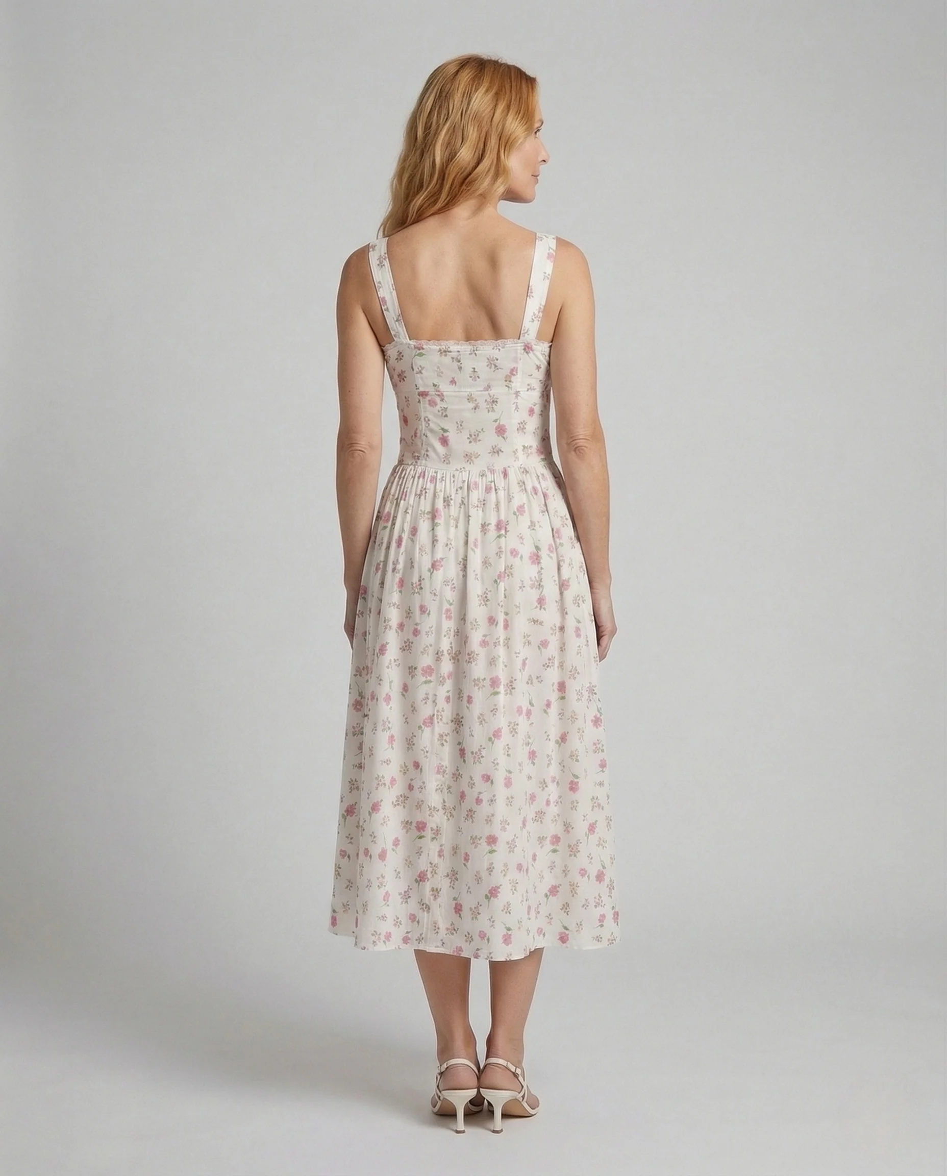 Damen Geblümtes Midikleid mit Empire Taille - Image 3