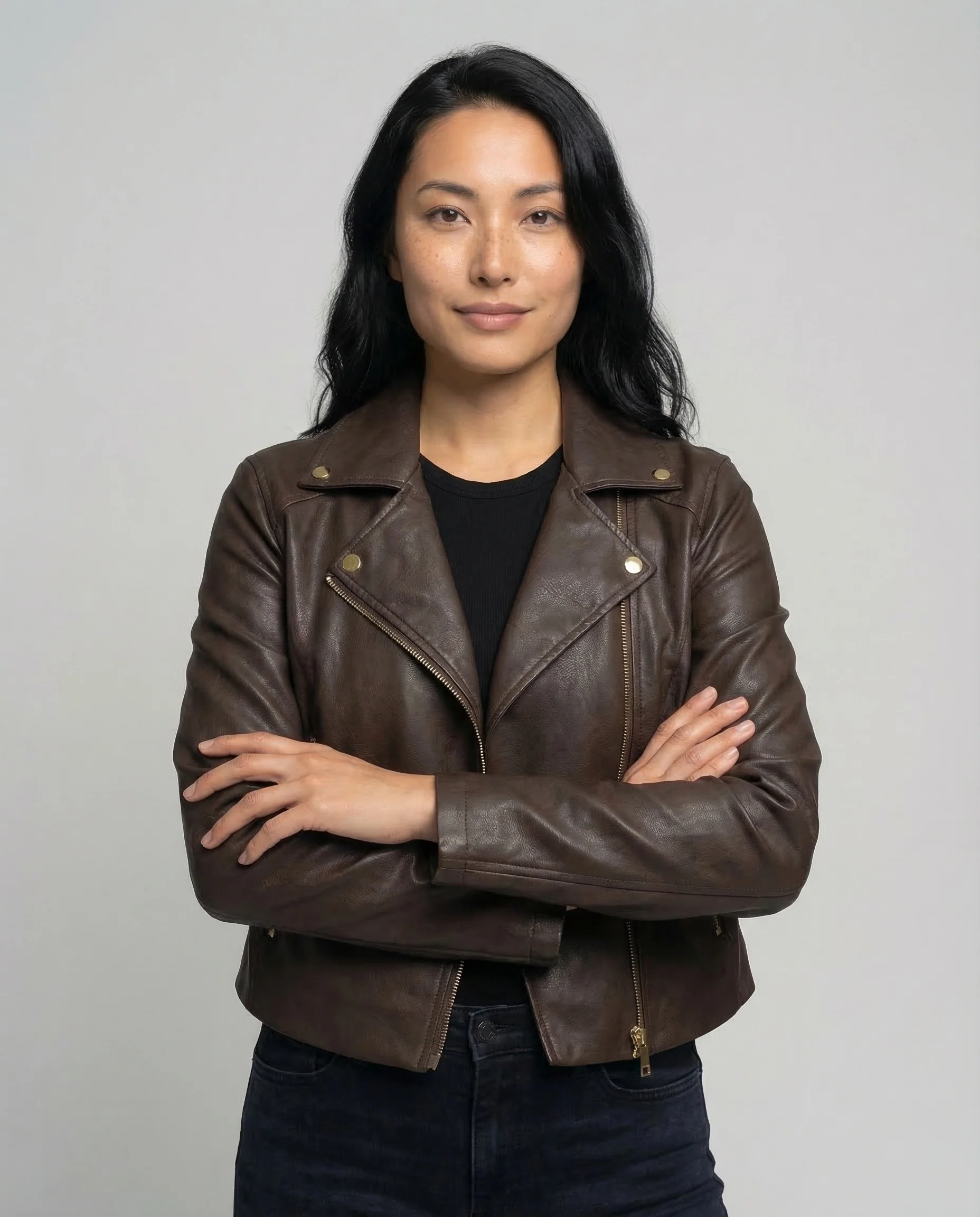 Damen Lederoptik Blouson Kurz - Image 2