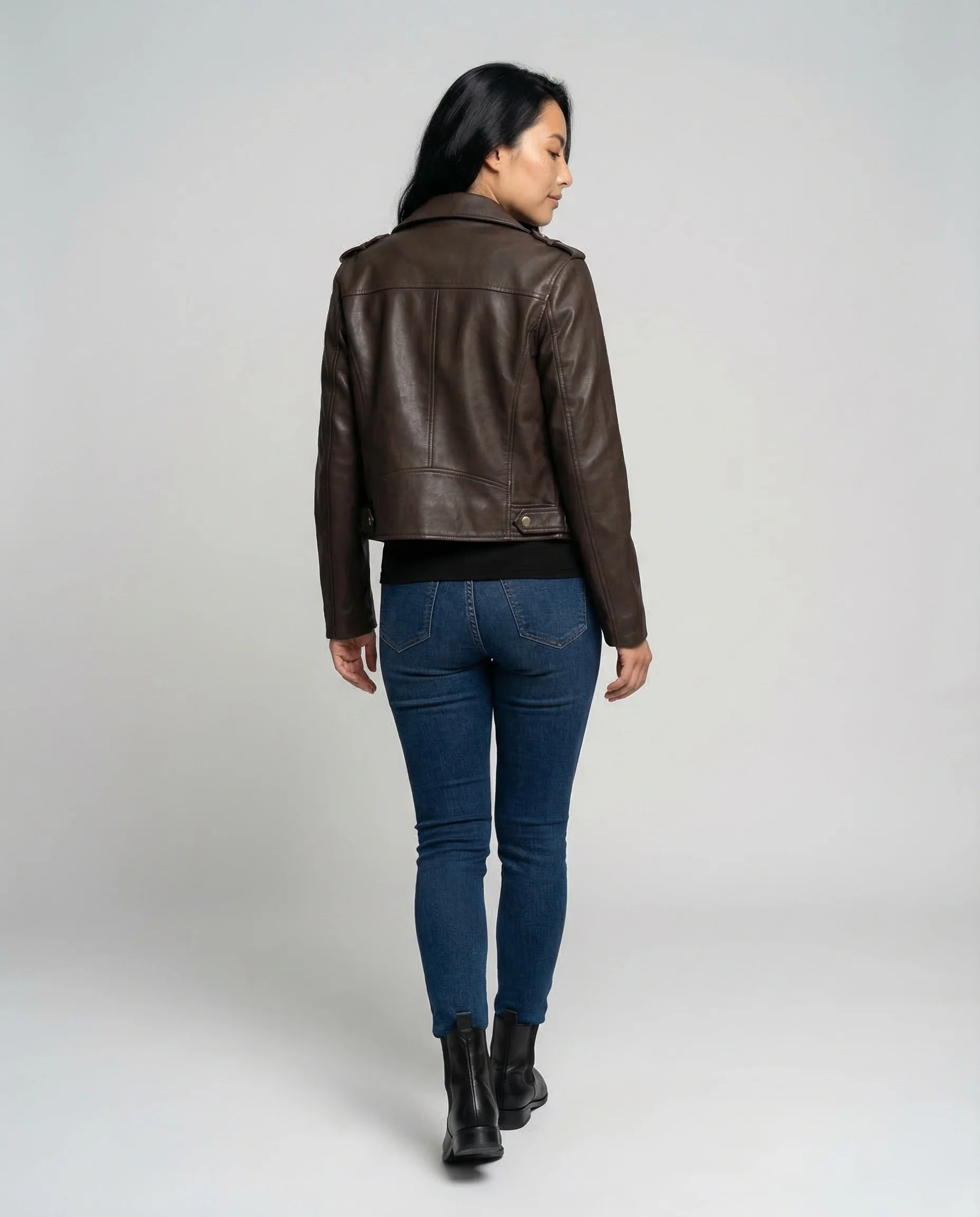 Damen Lederoptik Blouson Kurz - Image 4