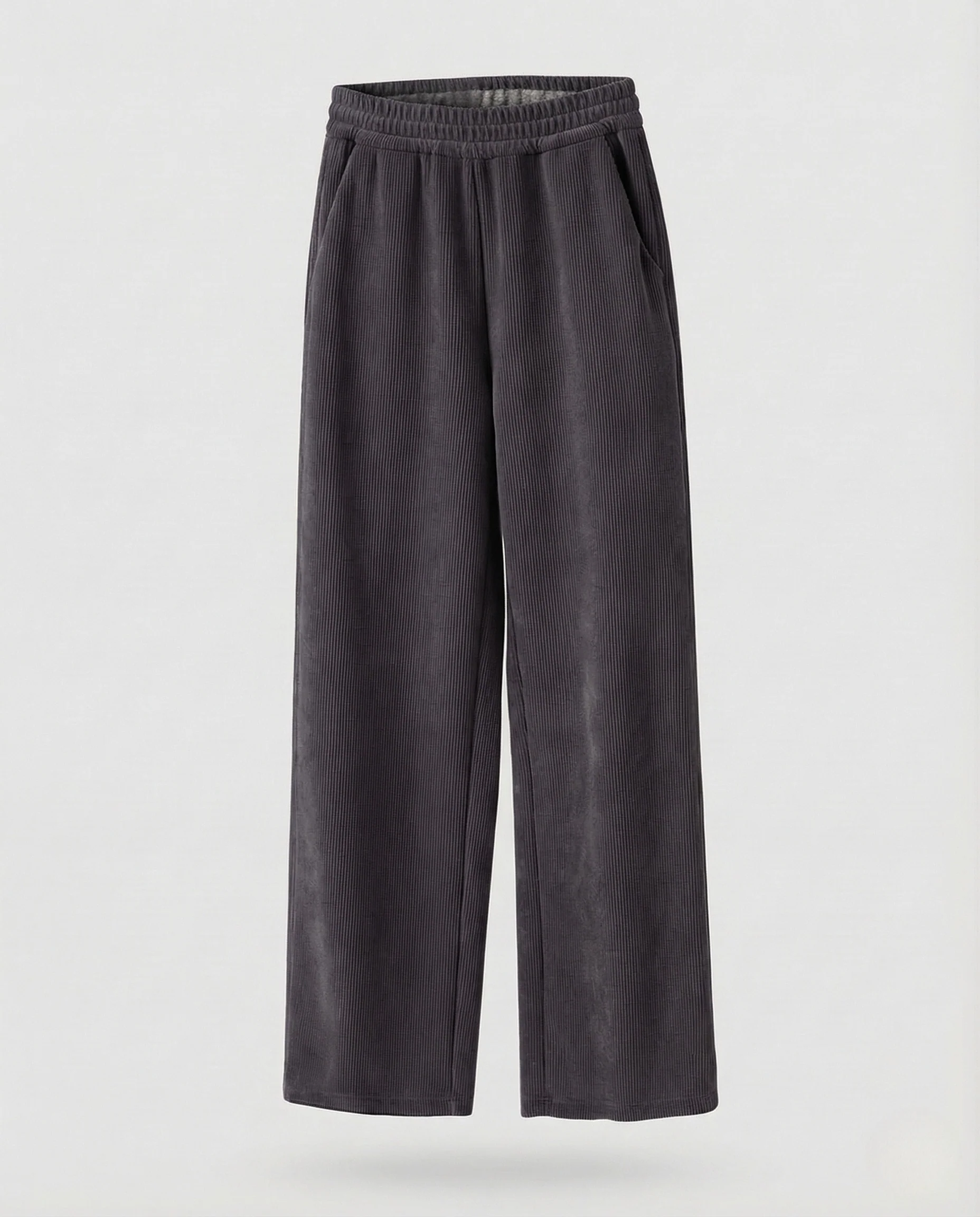 Damen Gefütterte Cordhose mit Weitem Bein und Elastischem Bund - Image 8