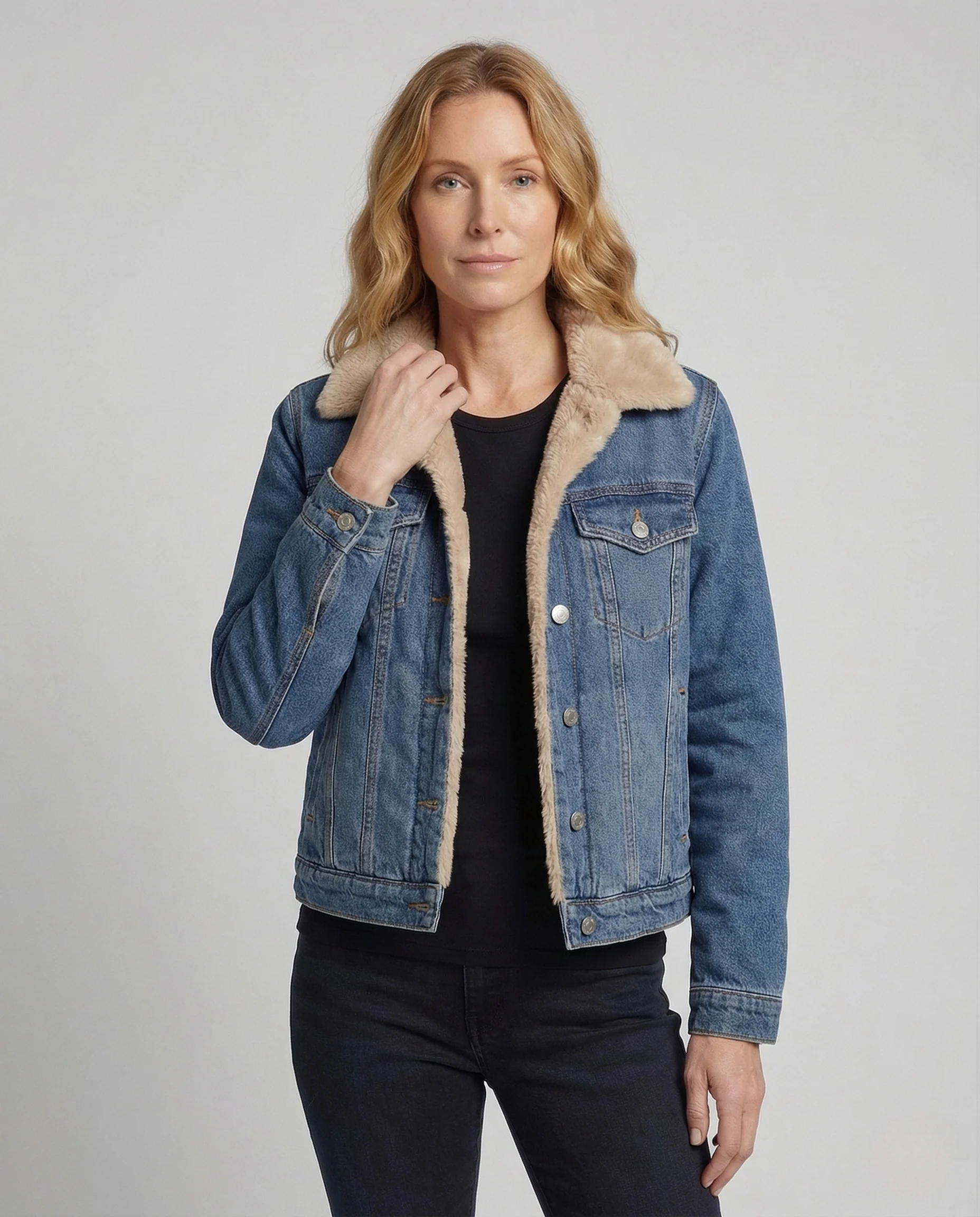 Damen Jeansjacke Teddyfutter - Image 2