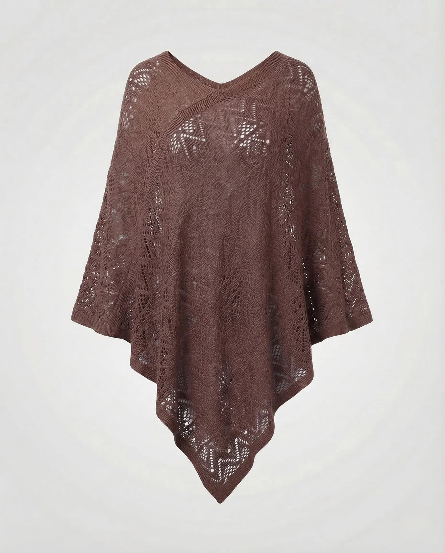 Damen Strickponcho Ajourmuster - Image 10