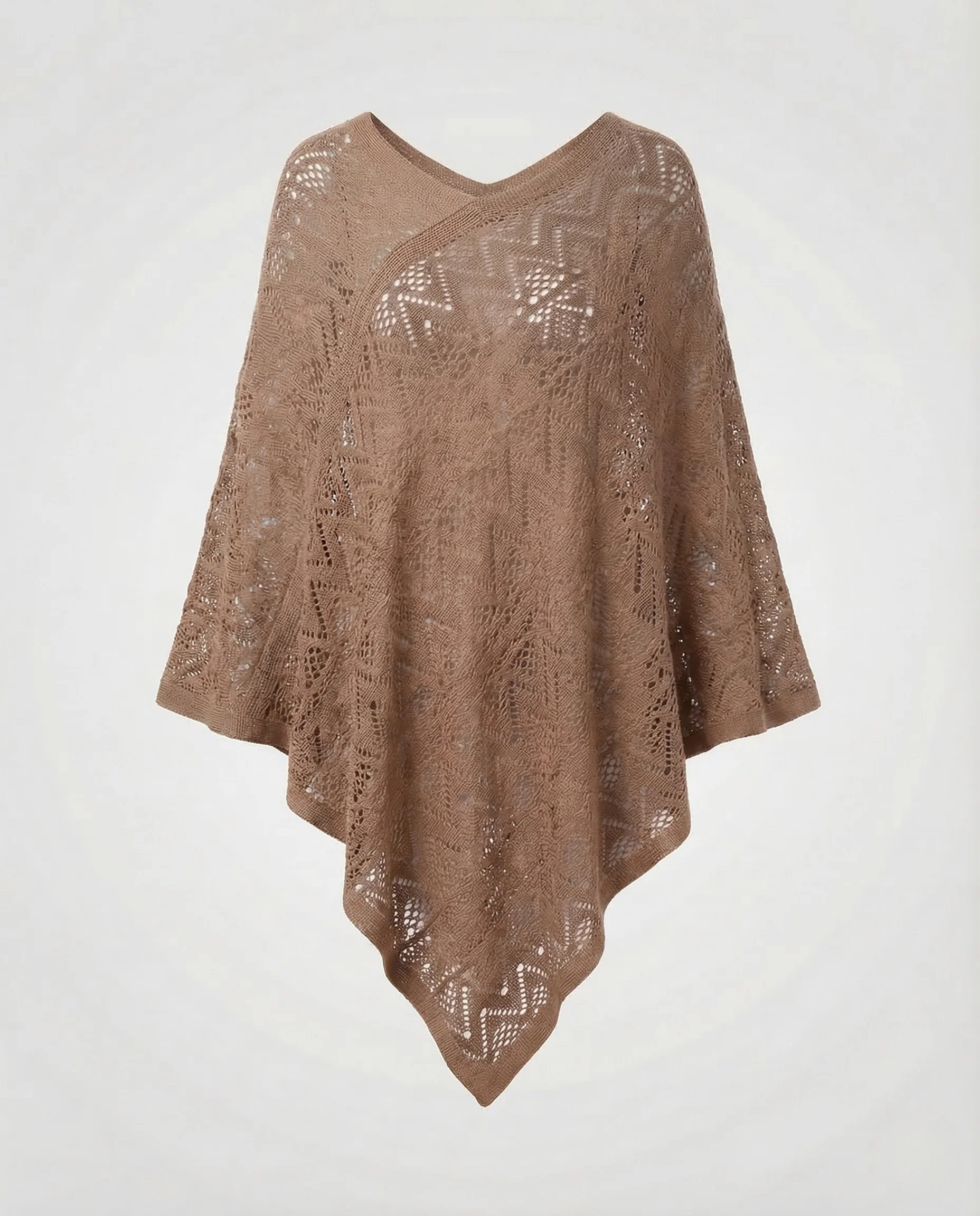 Damen Strickponcho Ajourmuster - Image 7