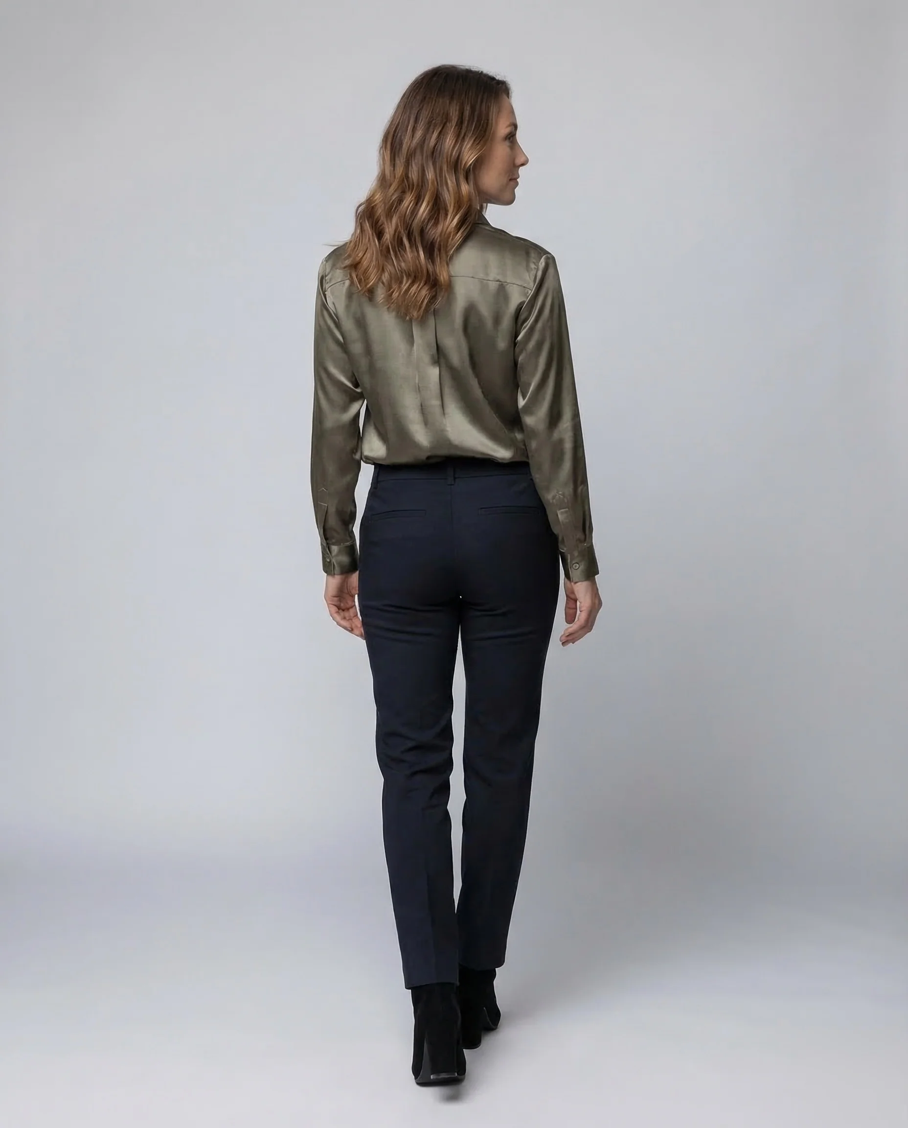Damen Satin Hemdbluse Kurz - Image 4