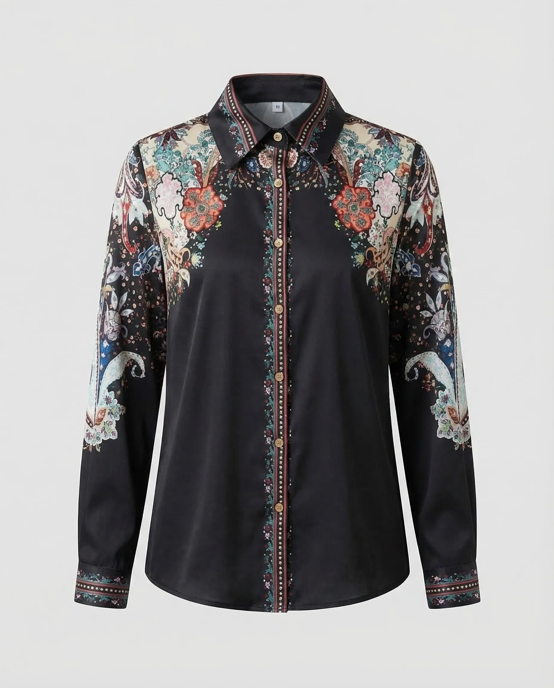 Damen Satin Hemdbluse Print - Image 5