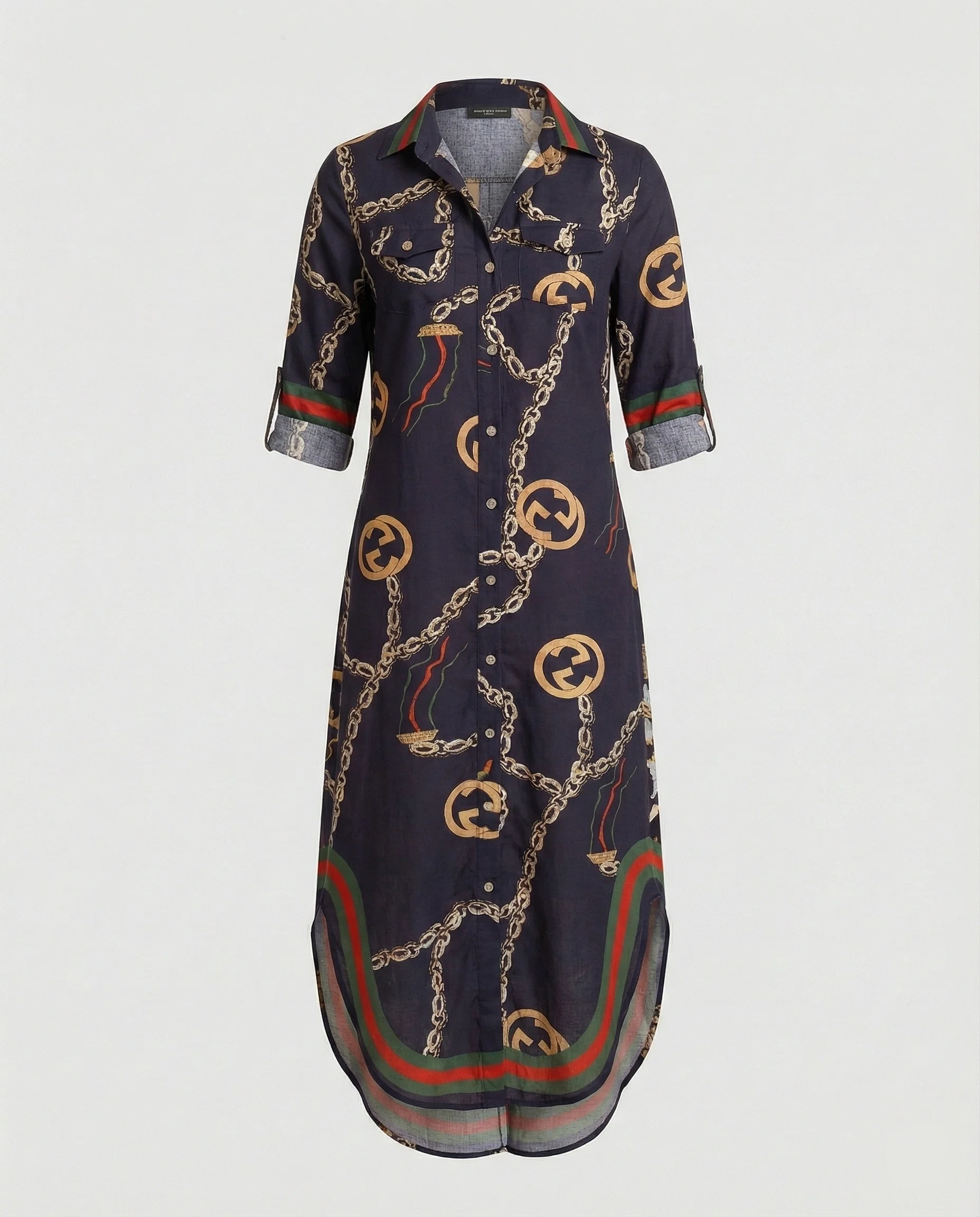 Freizeitkleid Damen Hemdblusenkleid Schlitz - Image 20