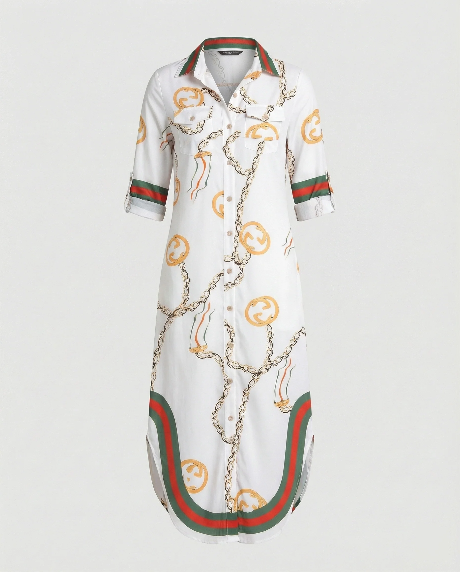 Freizeitkleid Damen Hemdblusenkleid Schlitz - Image 3