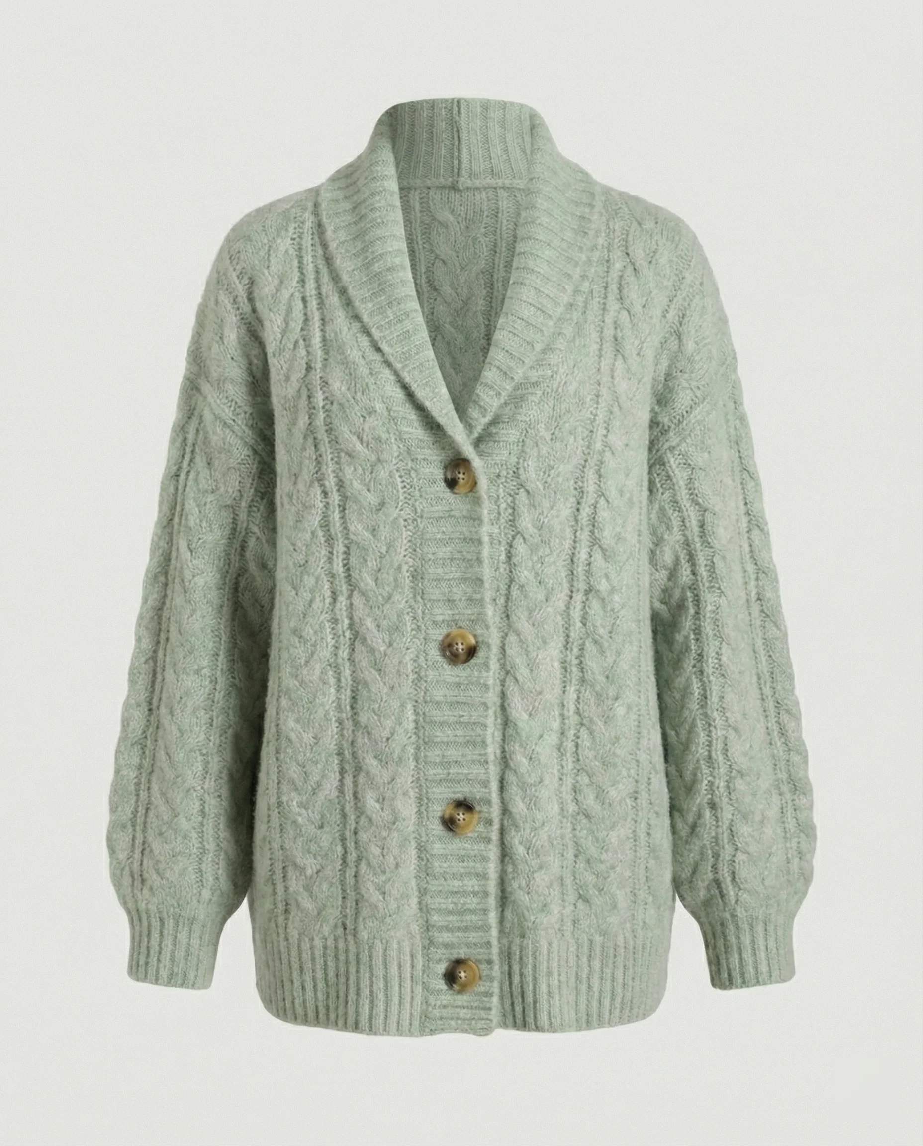Damen gemütliche Langstrickjacke mit softem Flauschgarn, extrabreiter Silhouette und dekorativer Knopfleiste Heidi-Mode - Image 4