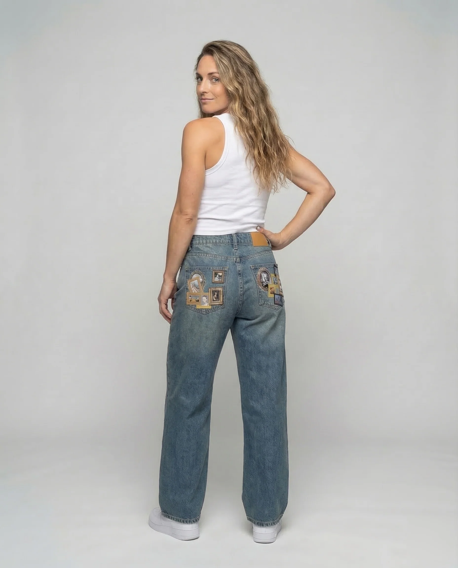 Damen Jeans High Waist Patch - Image 3