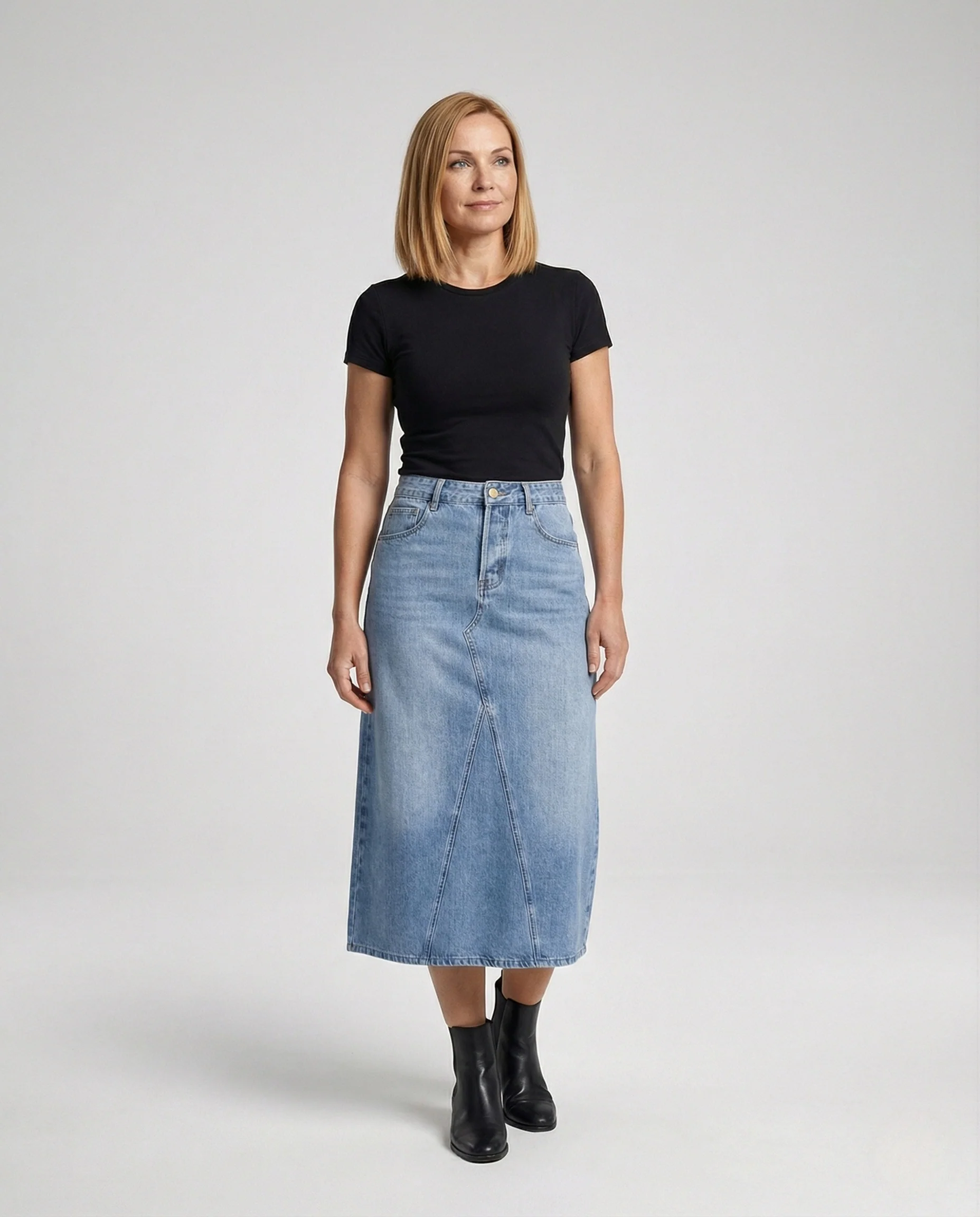 Jeansrock Damen Midi Klassisch