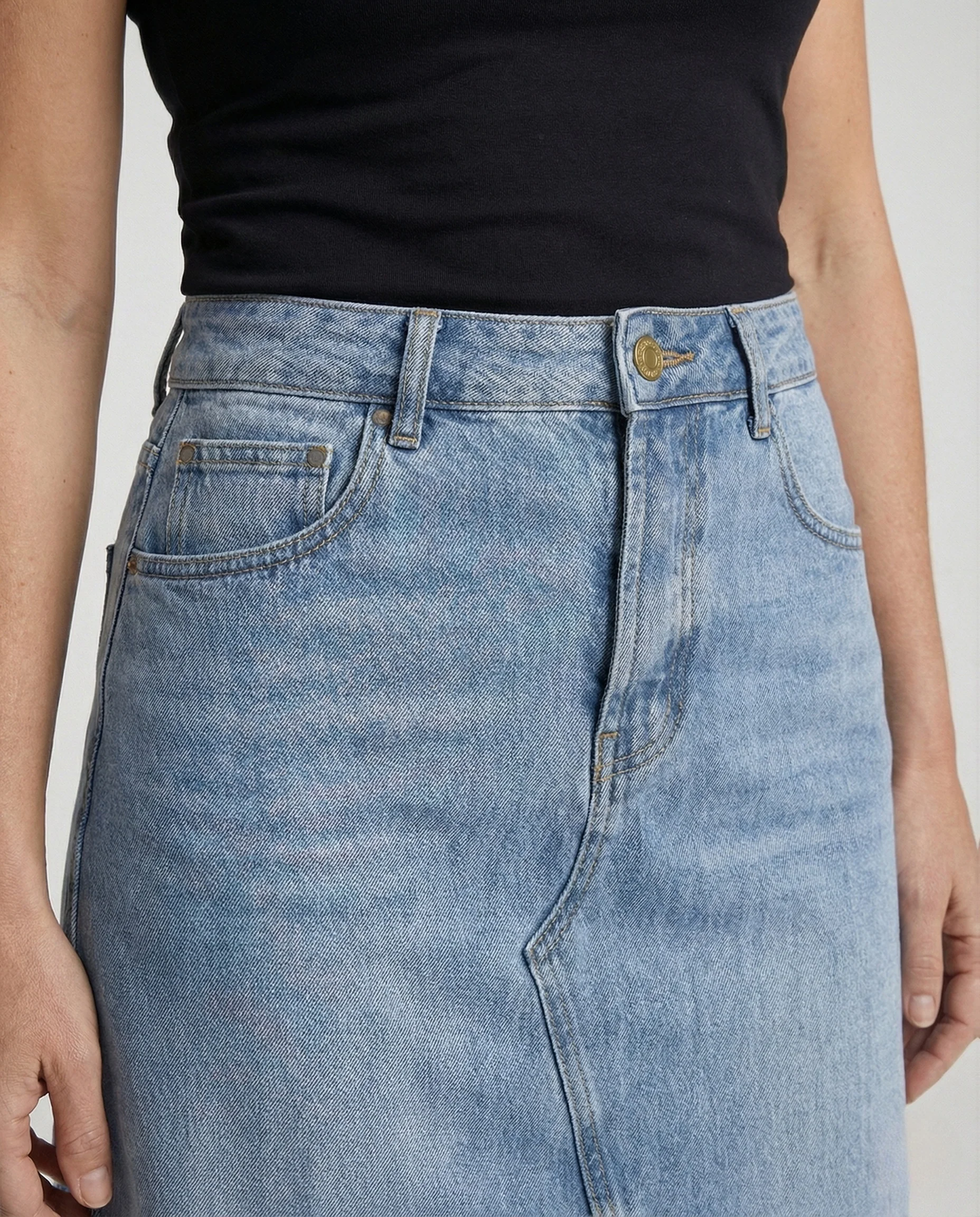 Jeansrock Damen Midi Klassisch - Image 3