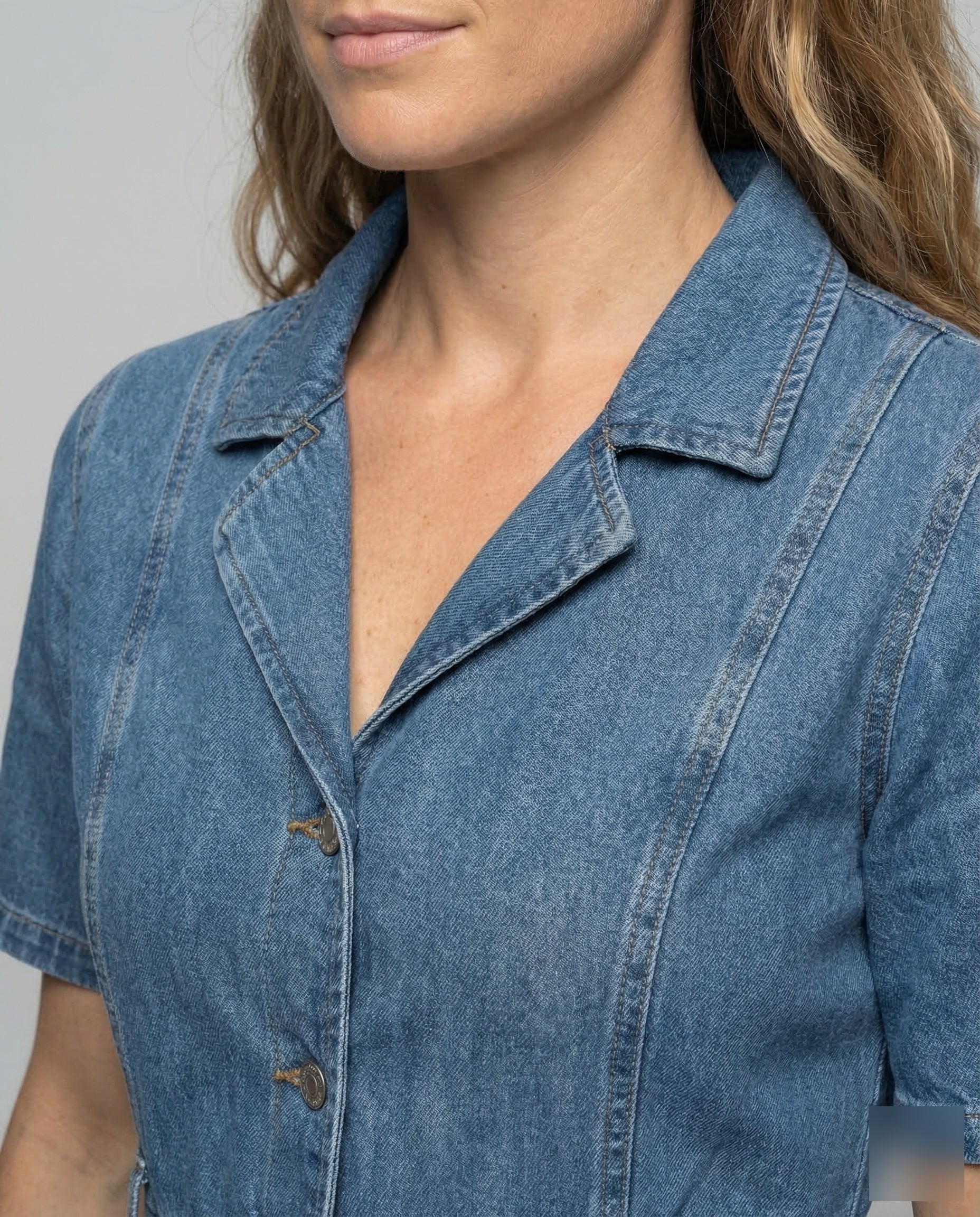 Freizeitkleid Damen Denim Midikleid - Image 3