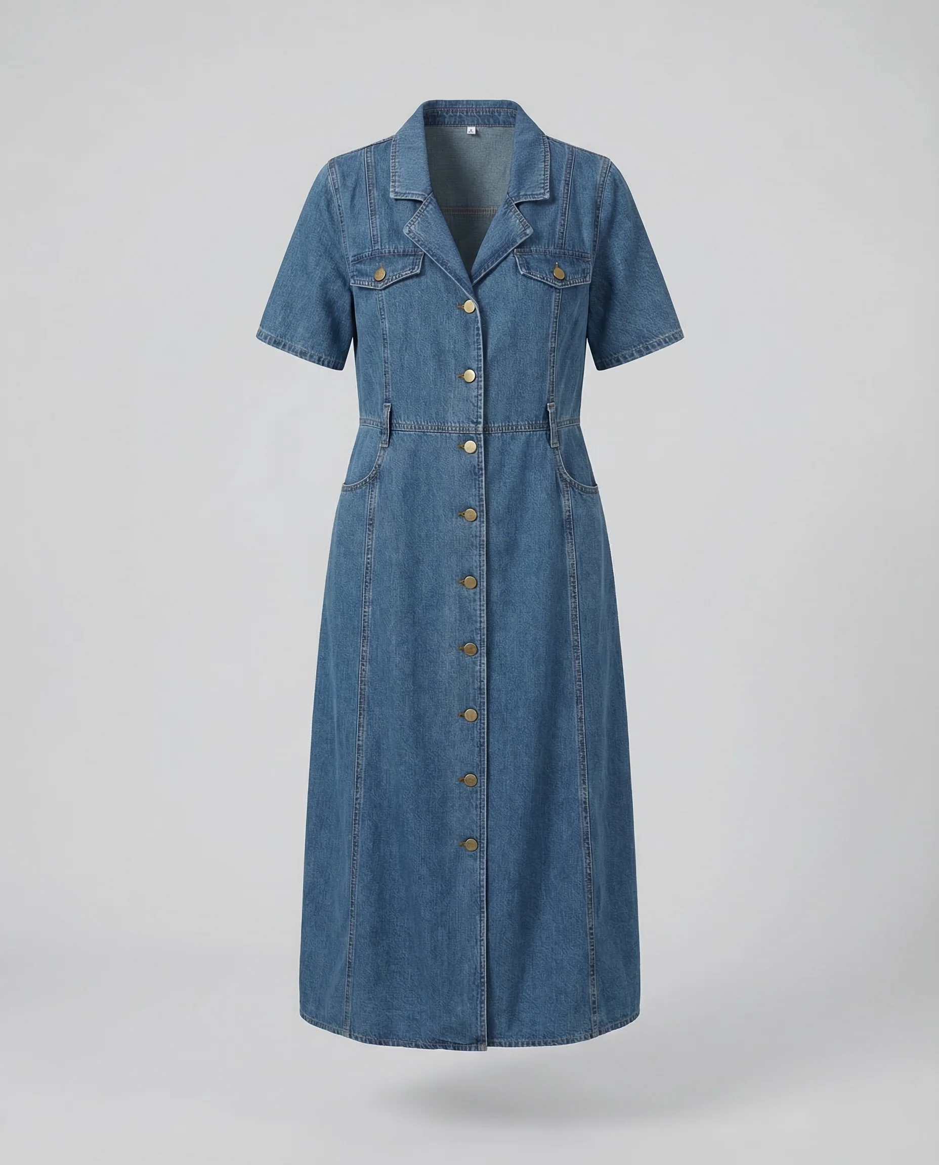 Freizeitkleid Damen Denim Midikleid - Image 5