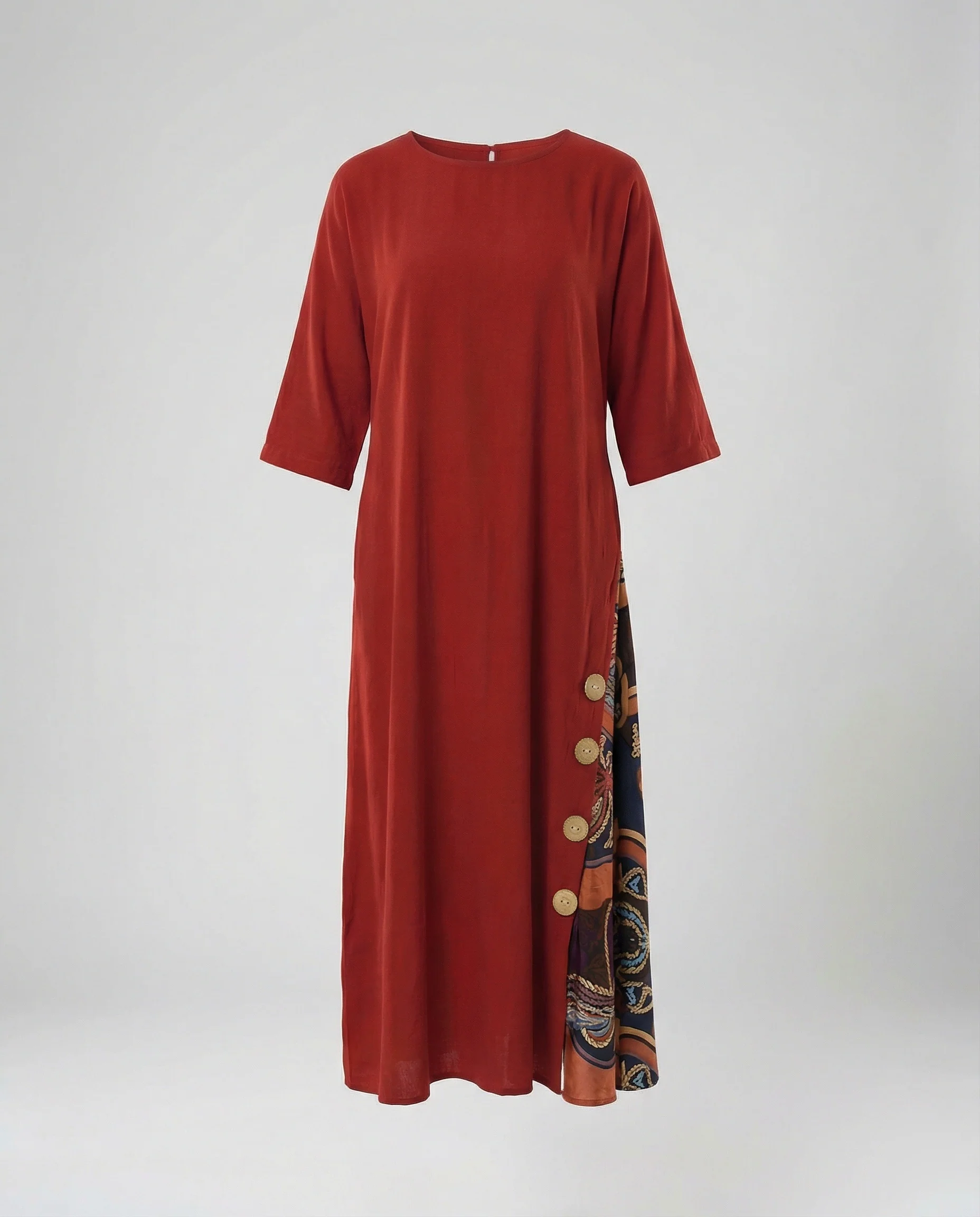 Damen Maxikleid Print asymmetrisch - Image 2