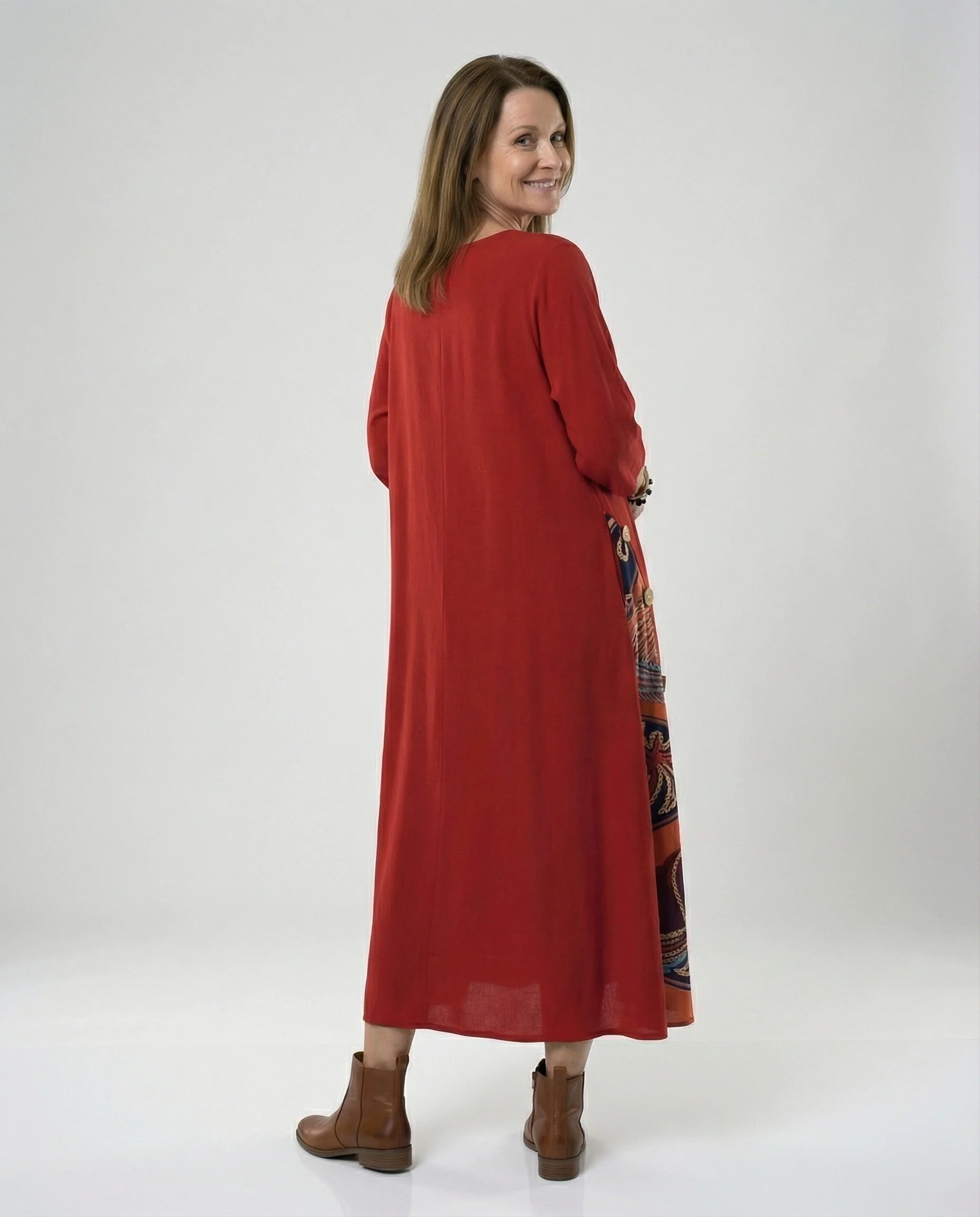 Damen Maxikleid Print asymmetrisch - Image 3