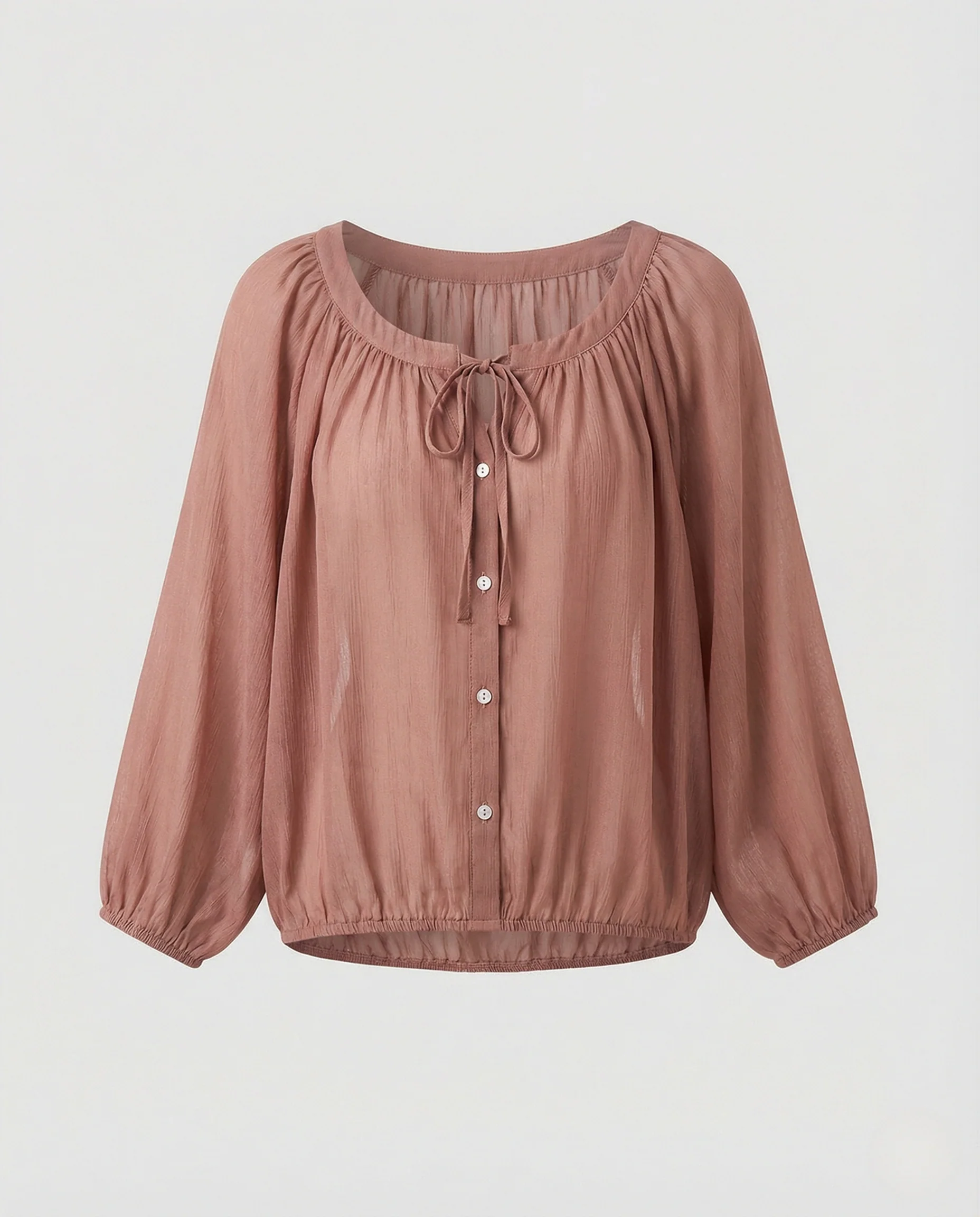 Damen Seidenoptik Bluse mit Tunnelzug - Image 6