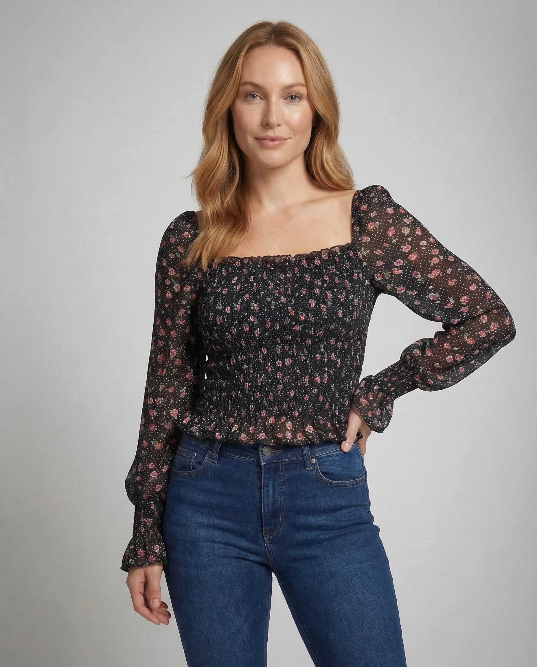 Damen Crop Top Puffärmel - Image 2
